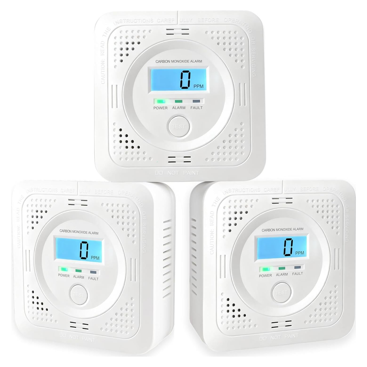 Paquete de 3 Detectores de Monóxido de Carbono Pumwry LCD