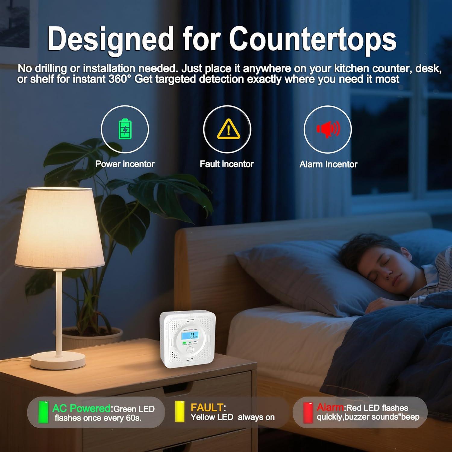 Paquete de 3 Detectores de Monóxido de Carbono Pumwry LCD