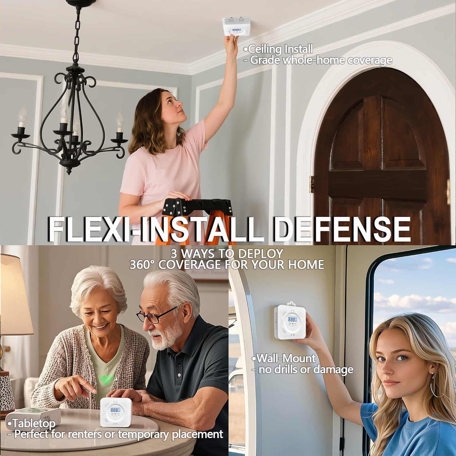 Paquete de 3 Detectores de Monóxido de Carbono Pumwry LCD