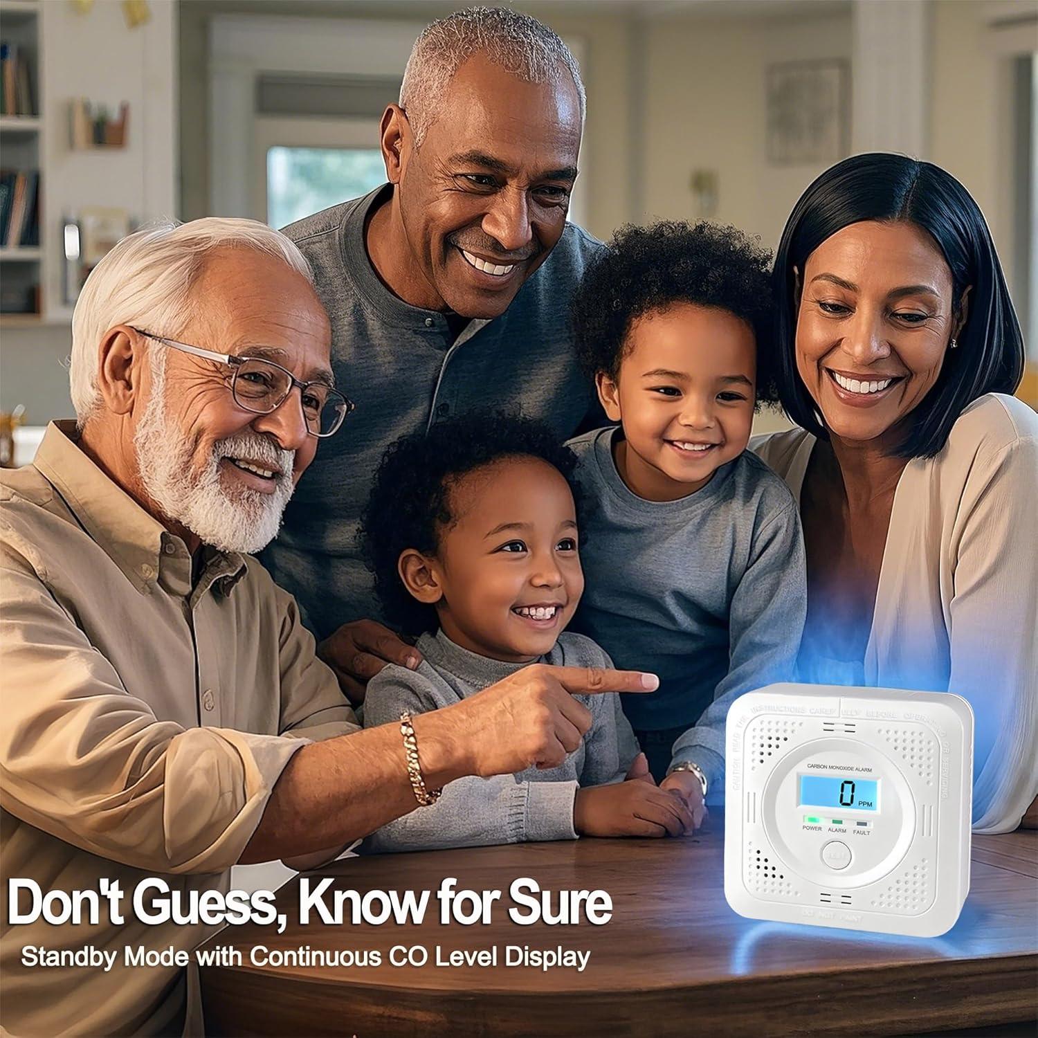 Paquete de 3 Detectores de Monóxido de Carbono Pumwry LCD