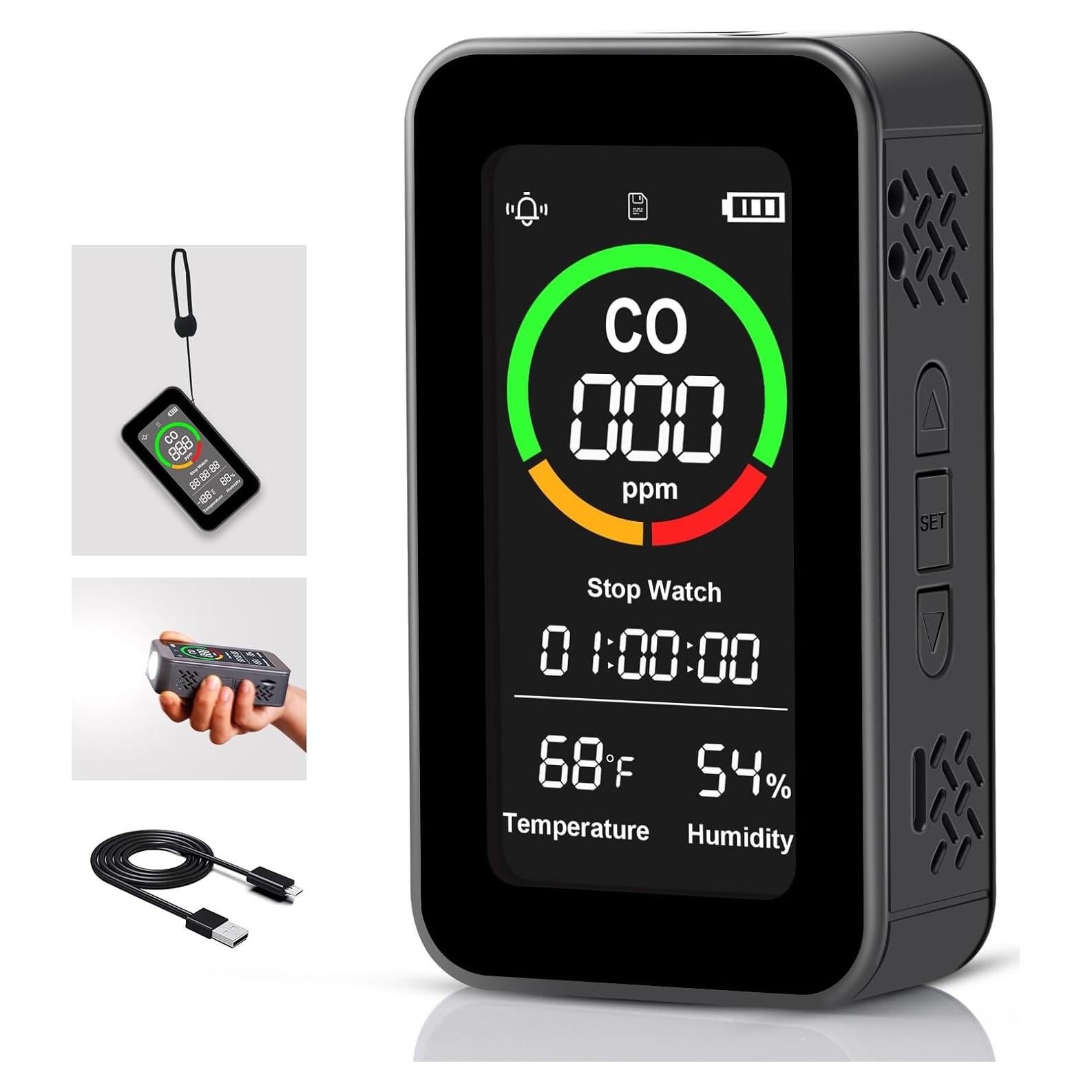 Detector de Monóxido de Carbono Simbow CF-9R 5-en-1 Recargable