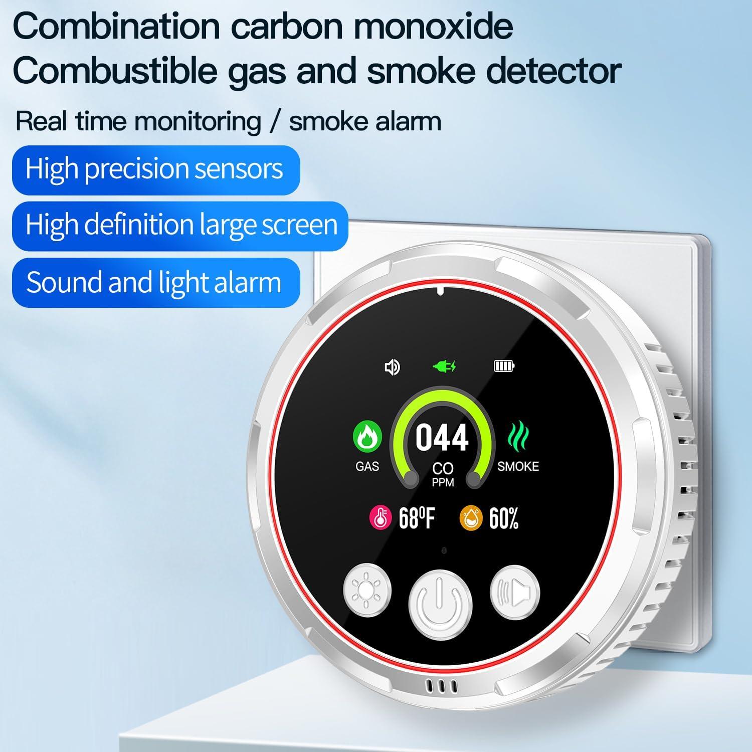 Detector 5-en-1 HAKINAKU CO, Humo y Gas Natural Blanco