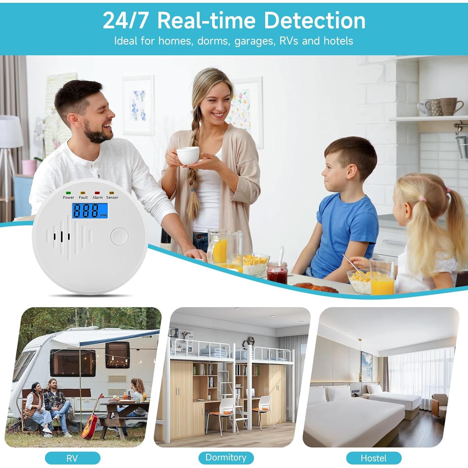 Detector de Monóxido de Carbono HuiDeonne XY-C618 con Pantalla LCD