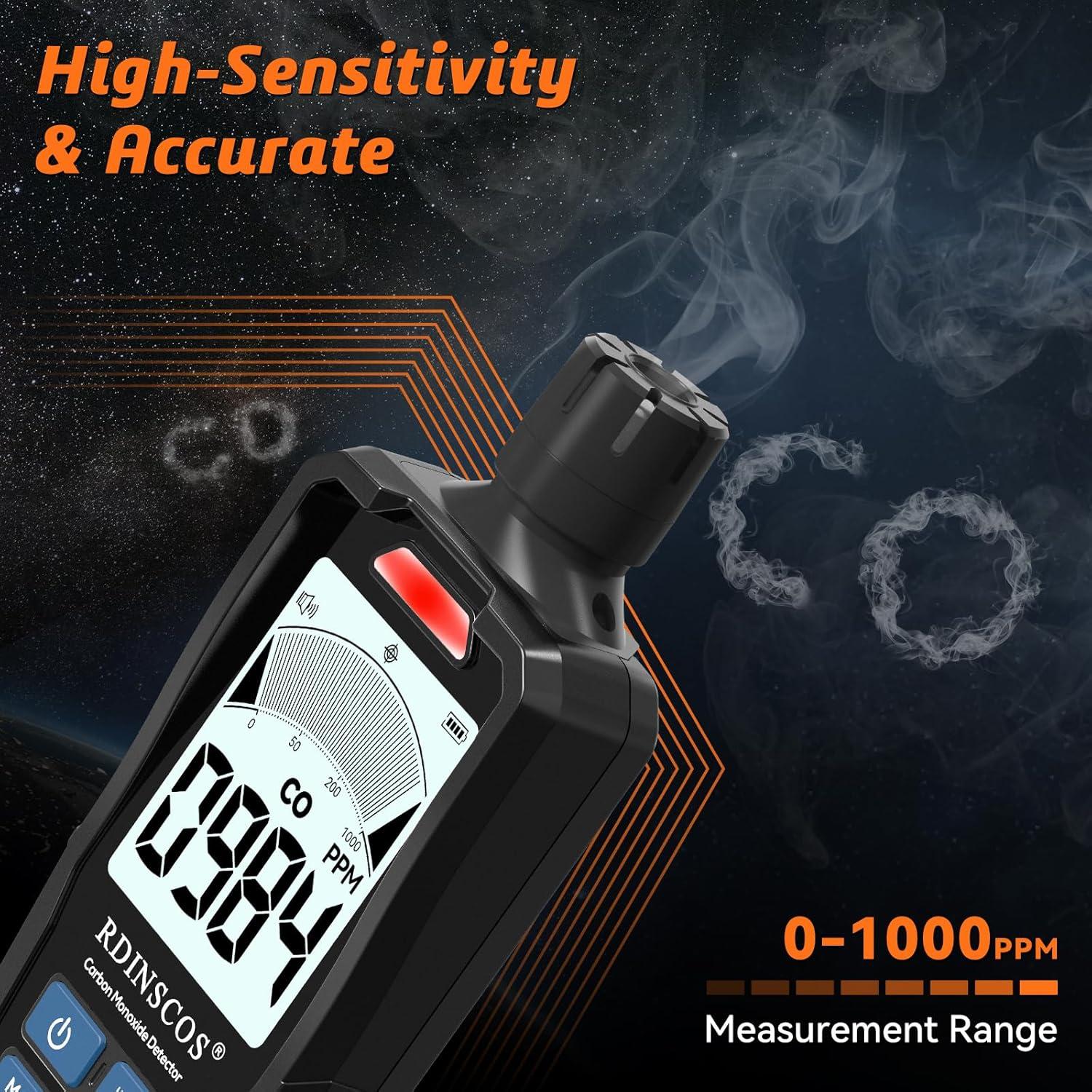 Detector de Monóxido de Carbono Portátil RDINSCOS - Medidor de CO Recargable