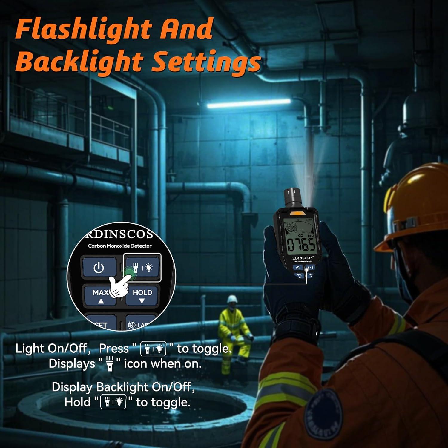 Detector de Monóxido de Carbono Portátil RDINSCOS - Medidor de CO Recargable