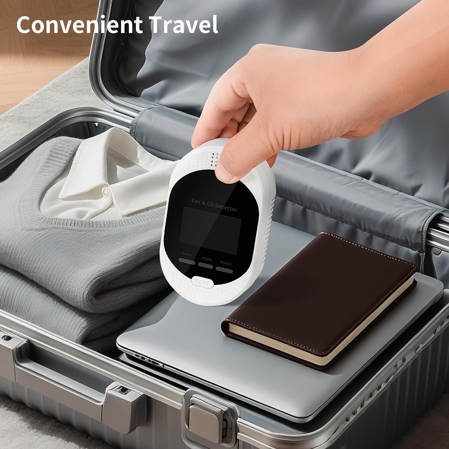 Plug in Carbon Monoxide Detector Combustible Gases Detectors,4-in-1 Co & Natural Gas Alarm Detectors with Temperature and Humidity Display,Clear LCD Screen Sound Light Dual Alarm for Home Travel RV