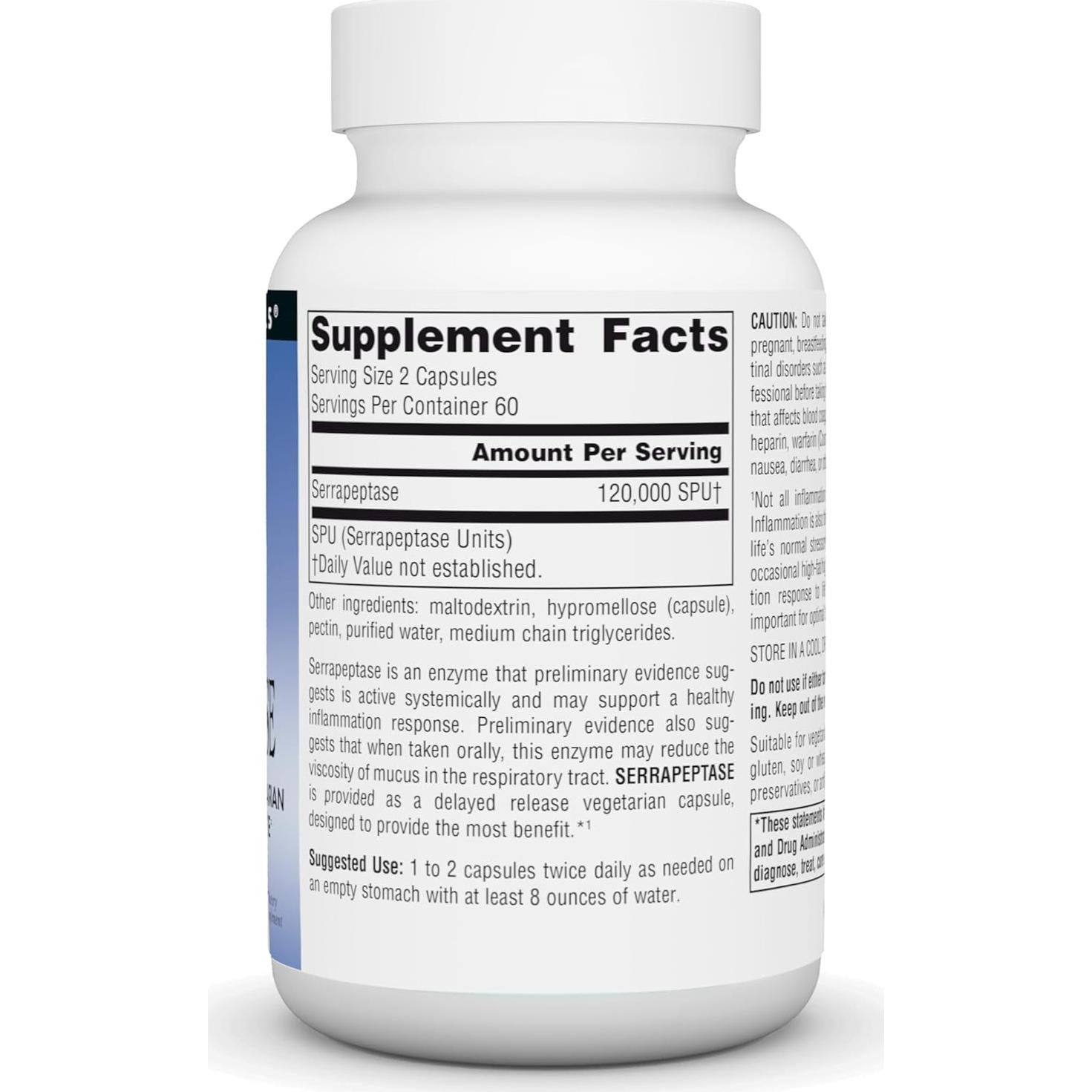 Serrapeptasa Source Naturals - 120 Cápsulas Vegetarianas