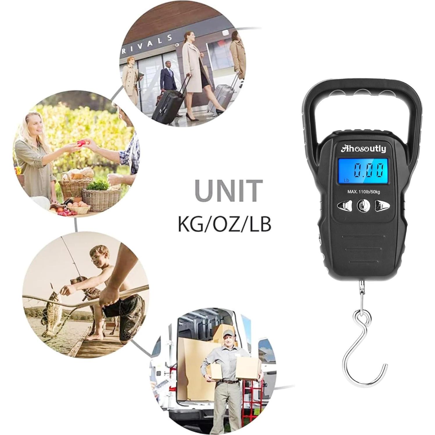 Escala Digital de Pescado AHOSOUTLY 50kg Pantalla LCD Grande