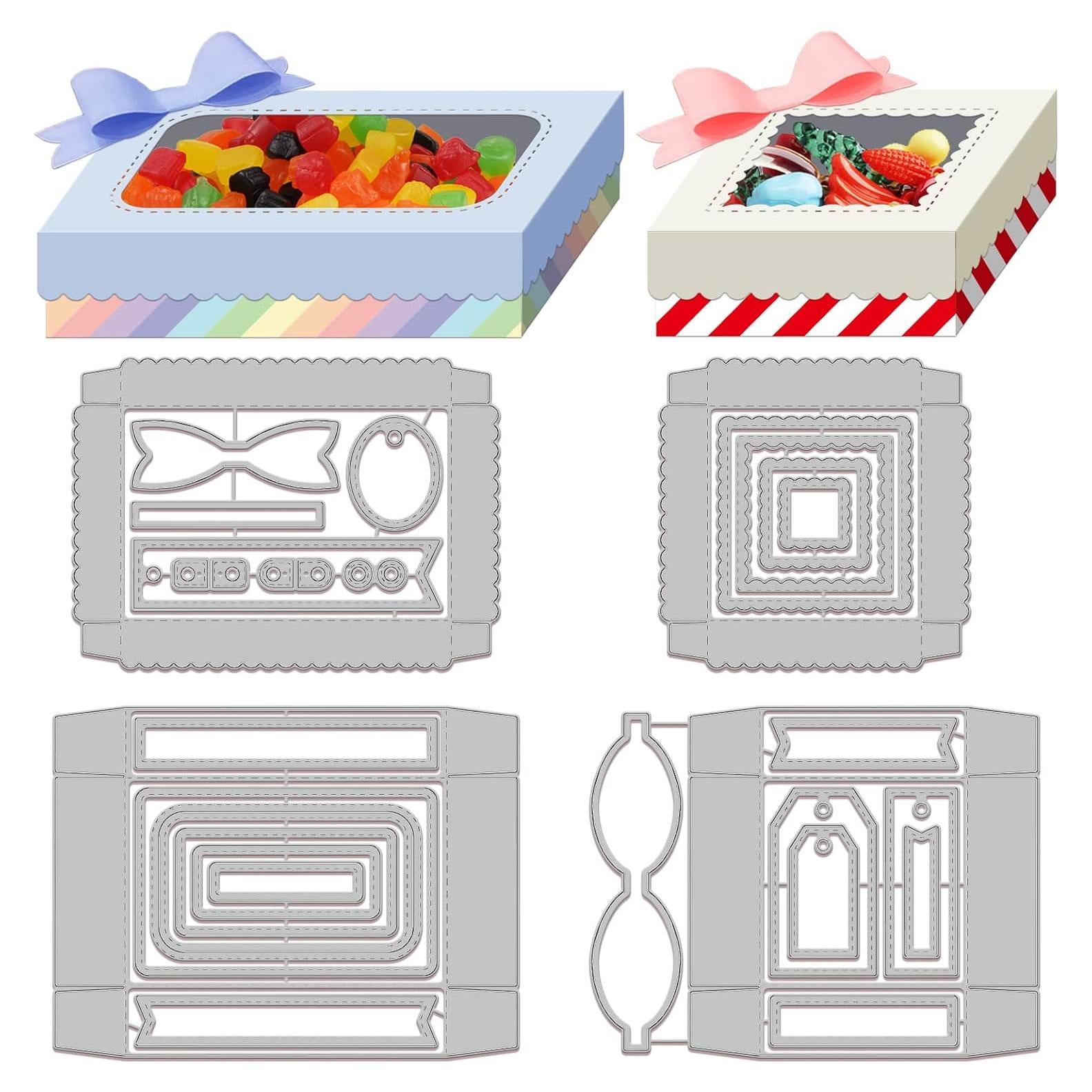 Troqueles de Corte GLOBLELAND Caja de Caramelo 3D - 4 Piezas