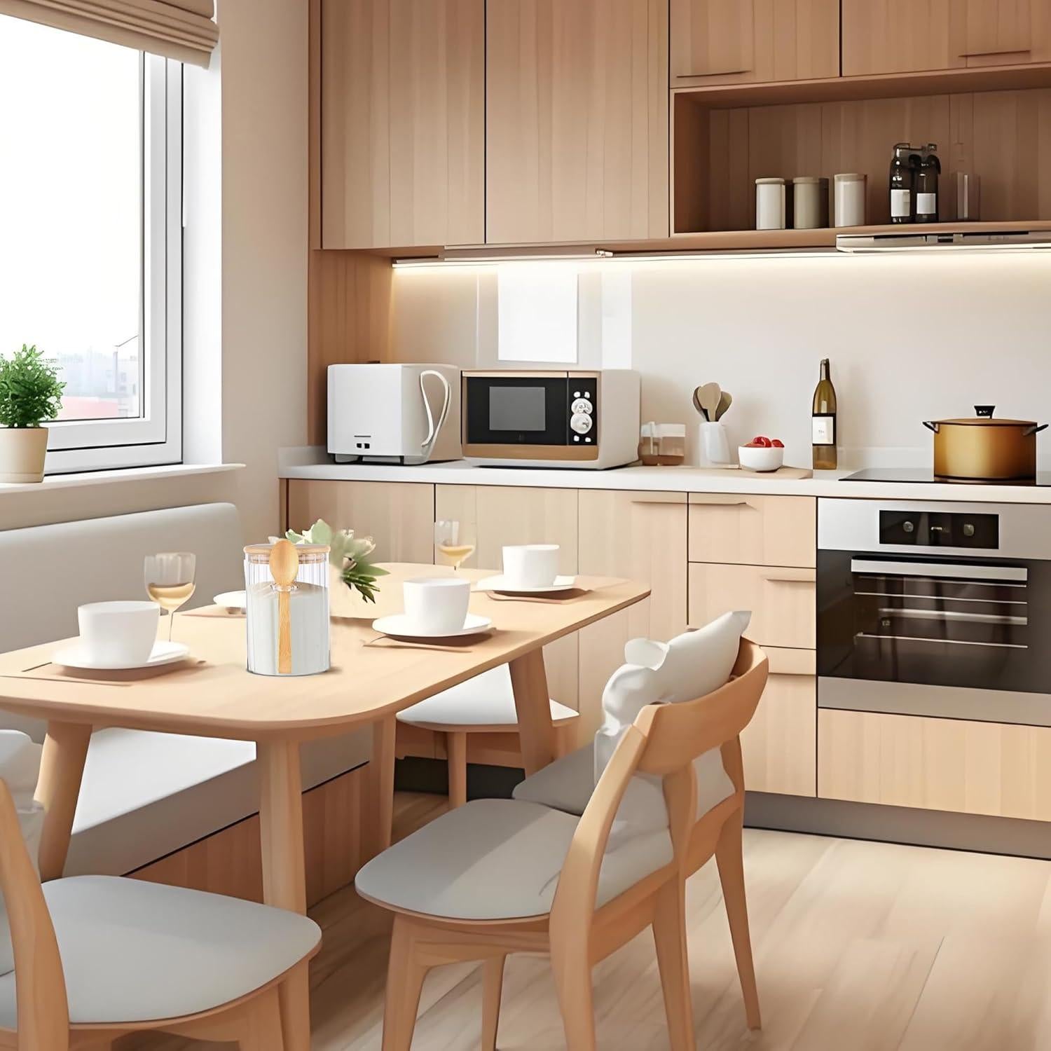 Tarro de Vidrio Hermético Steviieden 473 ml con Cucharas de Bambú