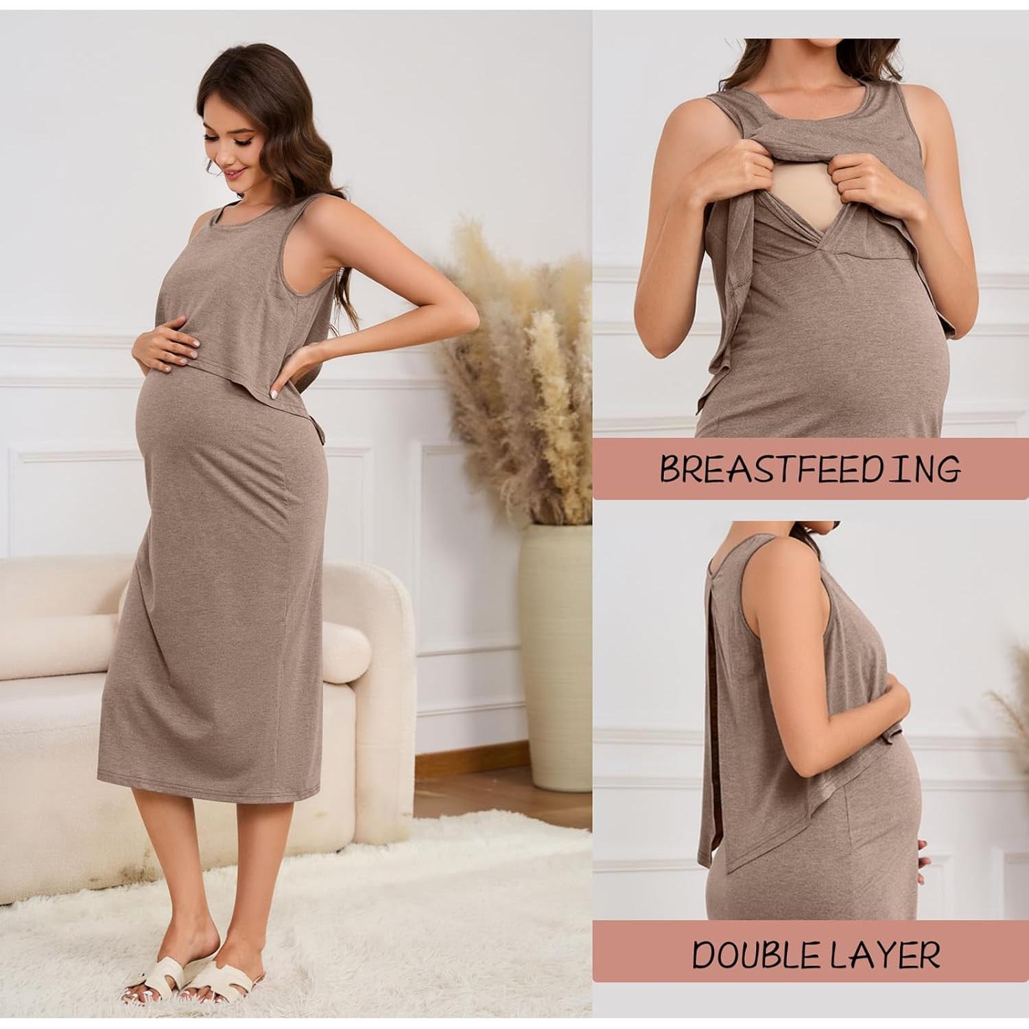 Vestido de Maternidad OUGES Sin Mangas para Lactancia S-XXL