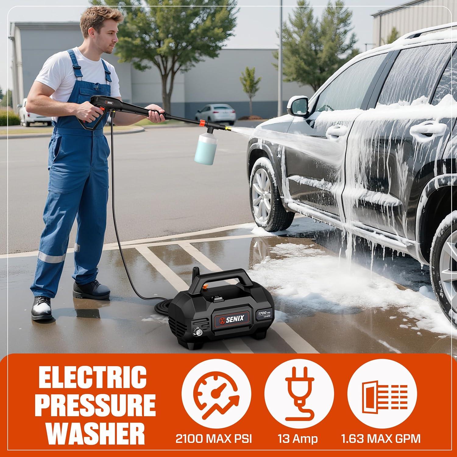 Lavadora a Presión Eléctrica SENIX 1700 PSI 1.2 GPM Compacta