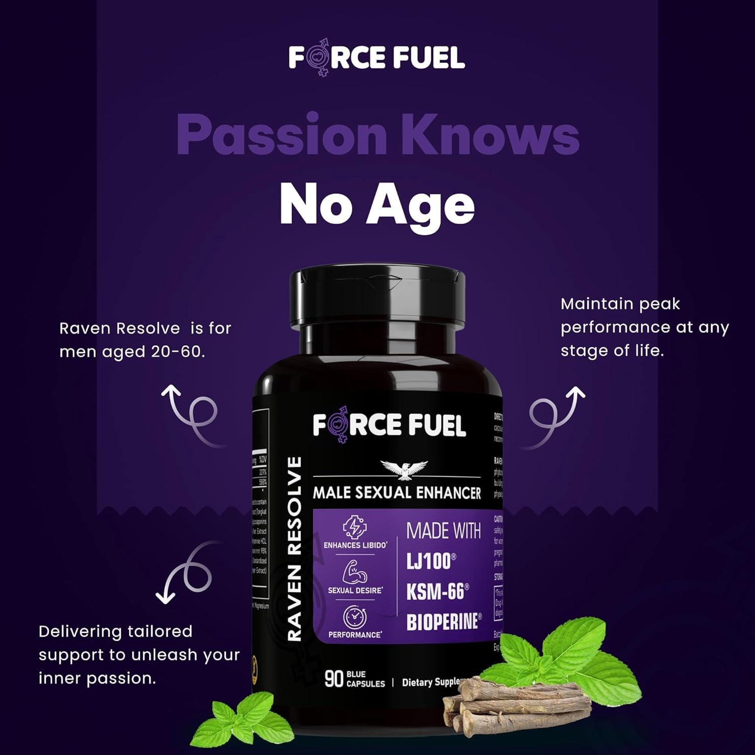 Píldoras Sexuales Masculinas Raven Resolve - 30 Dosis - Mejora Erección y Libido