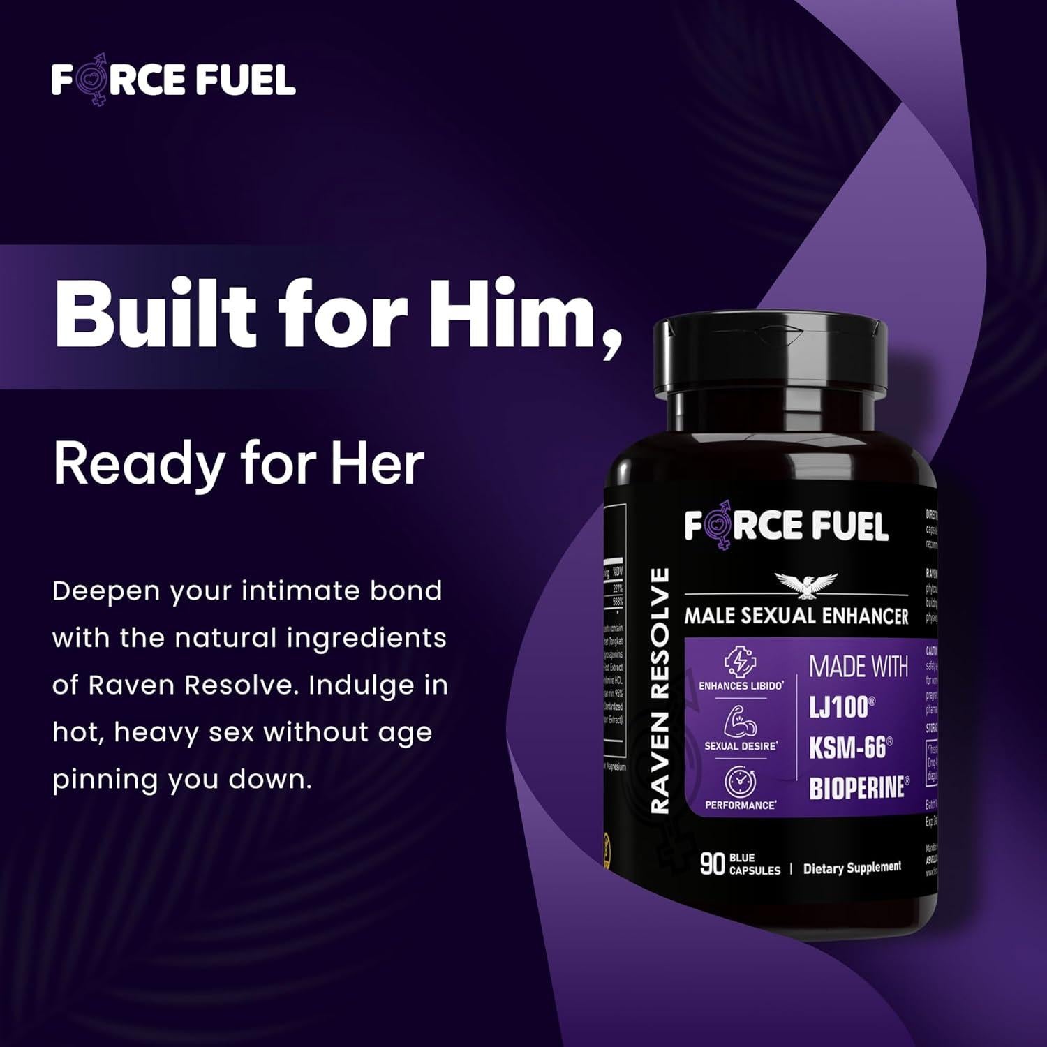 Píldoras Sexuales Masculinas Raven Resolve - 30 Dosis - Mejora Erección y Libido