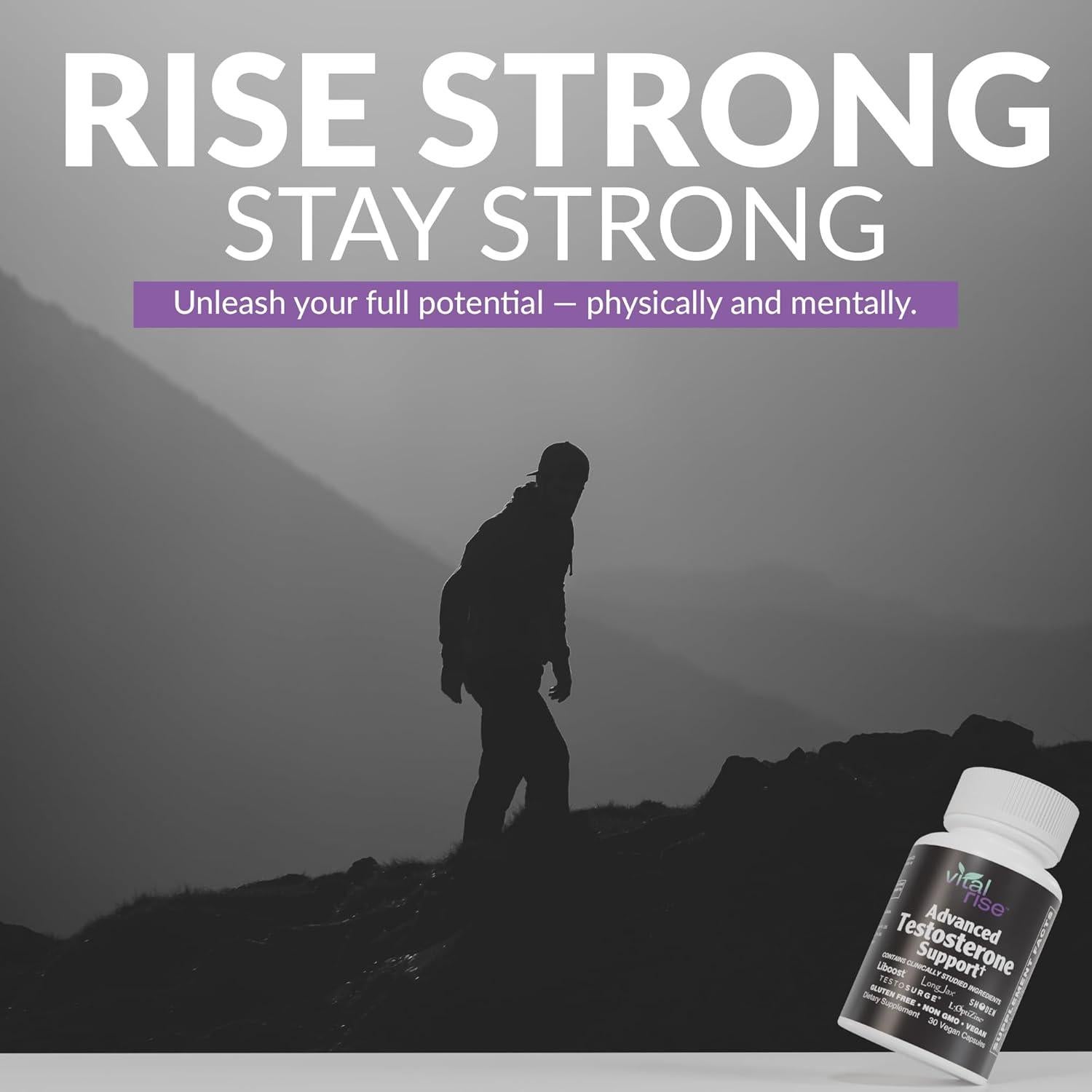 Suplemento de Testosterona Vital Rise - 30 Cápsulas Veganas