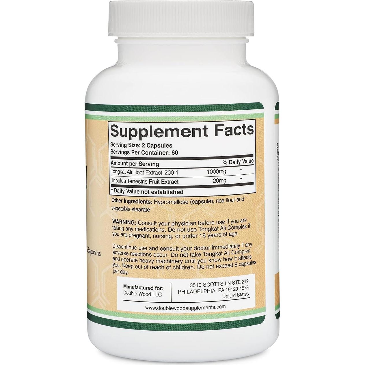 Tongkat Ali 1000mg Double Wood - Salud Masculina 60 Cápsulas