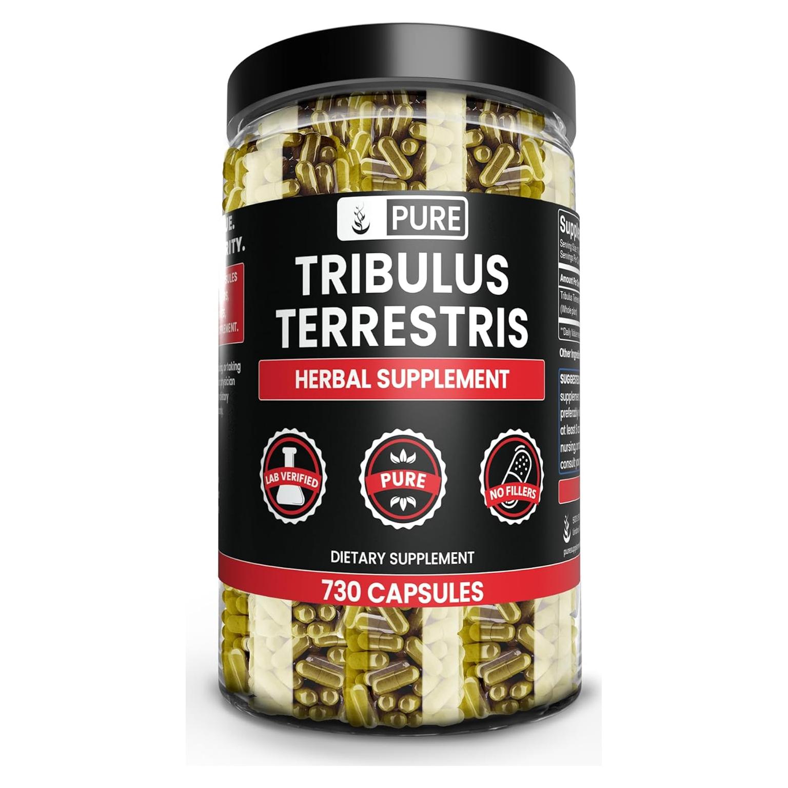 Cápsulas de Tribulus Terrestris Puras 730 Unidades - Ingredientes Orgánicos