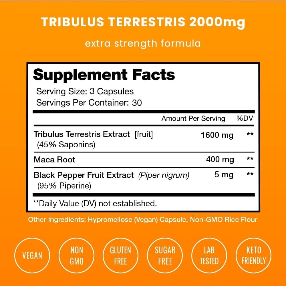 Suplemento Tribulus Terrestris NutraChamps 2000mg 90 Cápsulas