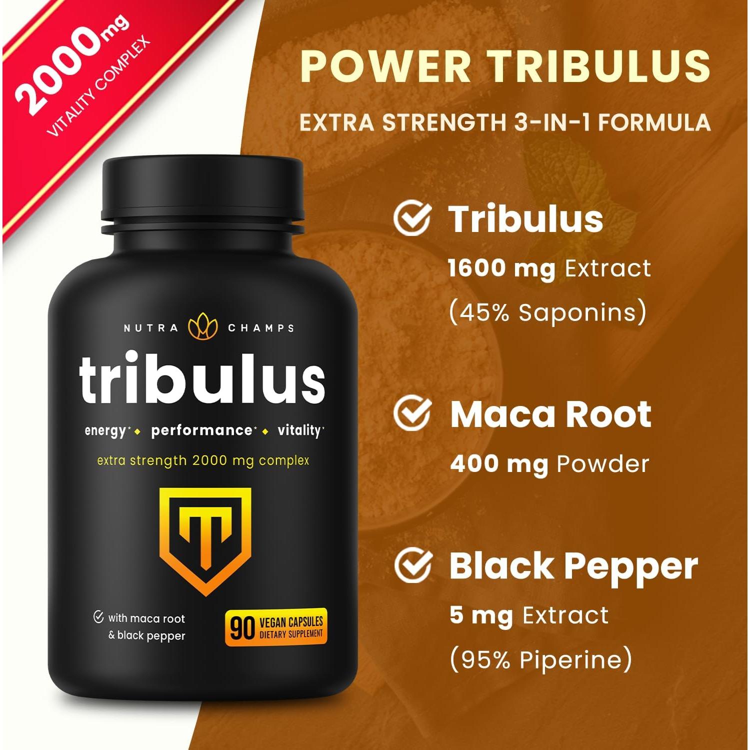 Suplemento Tribulus Terrestris NutraChamps 2000mg 90 Cápsulas