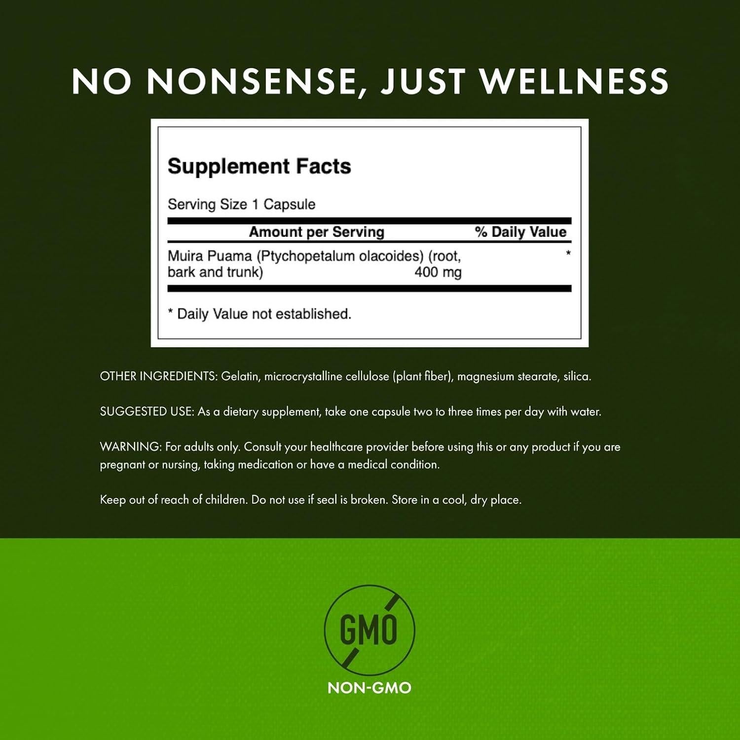 Suplemento de Raíz de Muira Puama Swanson 400 mg 90 Cápsulas