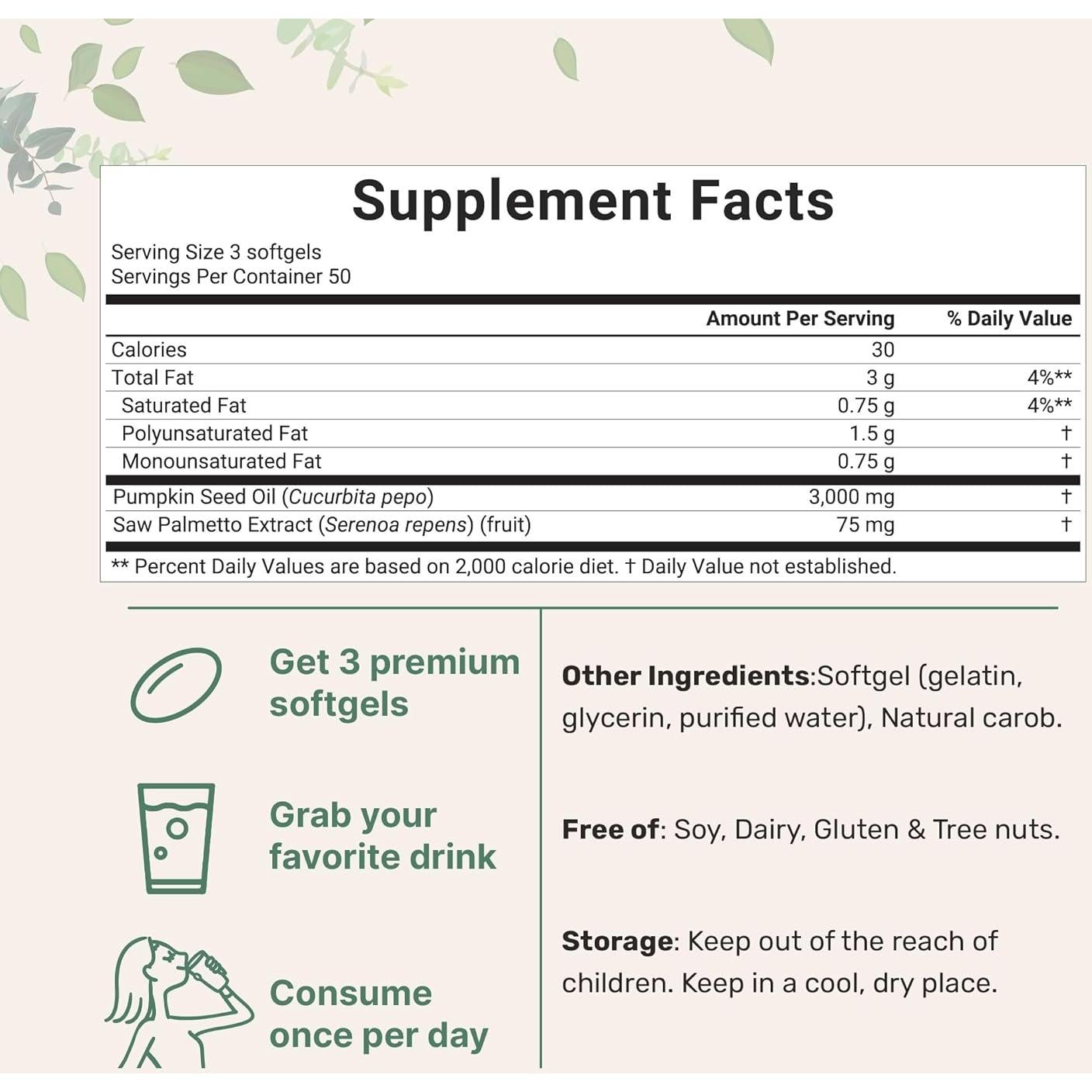 Aceite de Semilla de Calabaza Micro Ingredients 3000mg 150 Gelatinas