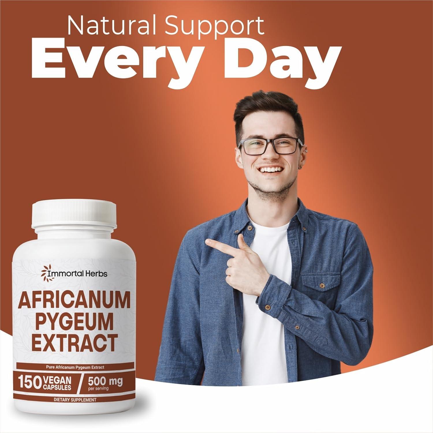 Cápsulas de Pygeum Africano 500mg Immortal Herbs - 150 Unidades