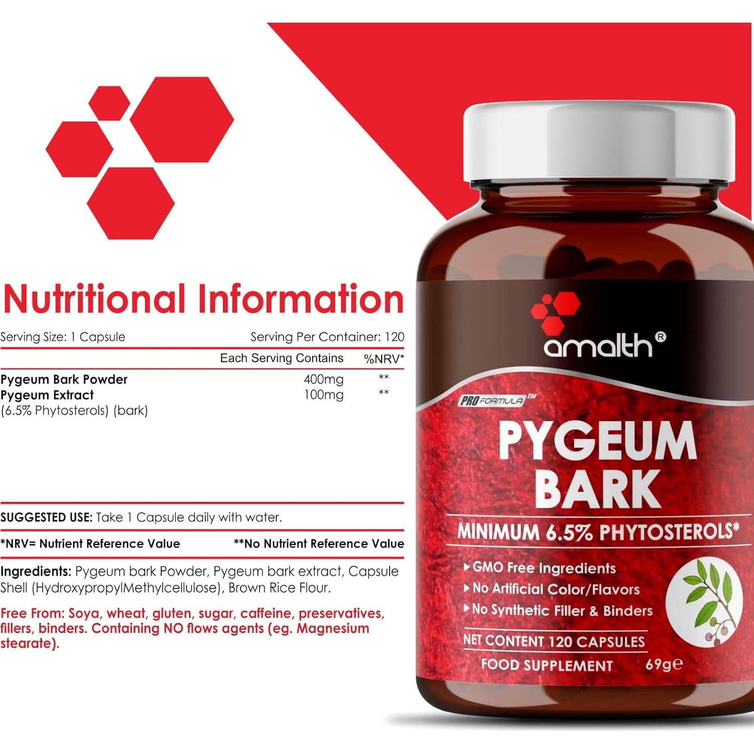 Amalth Extracto de Pygeum Africanum 120 Cápsulas 6.5% Fitosteroles