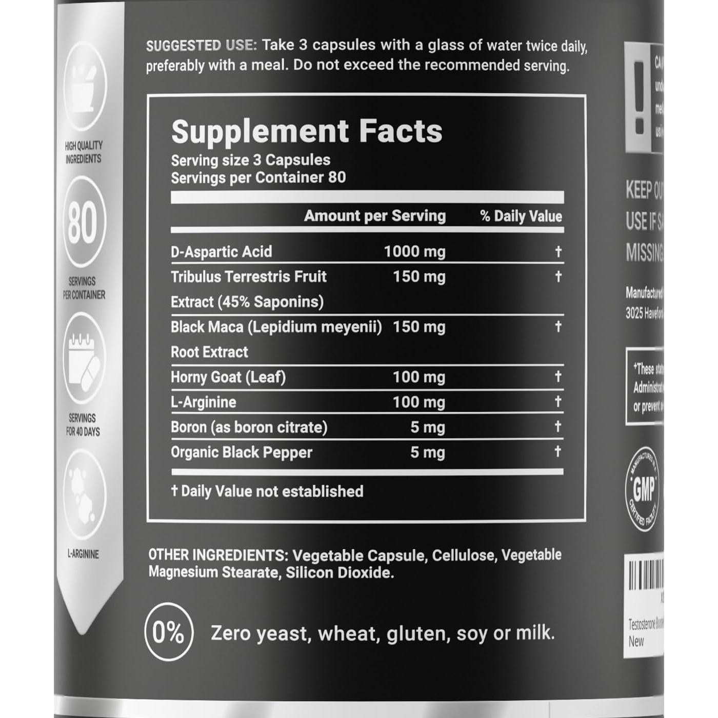 Suplemento Aumentador de Testosterona B Life Testo 80 Porciones