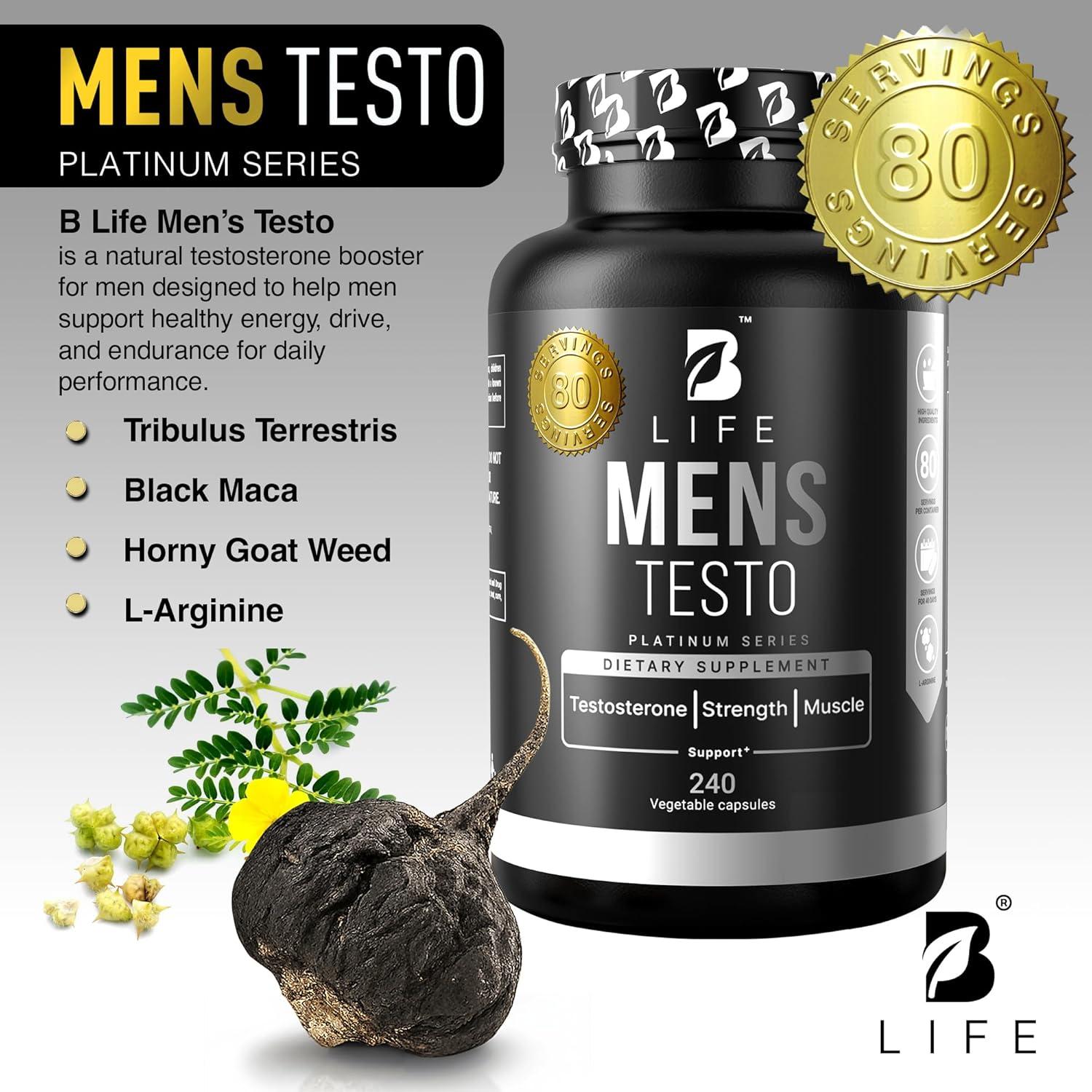 Suplemento Aumentador de Testosterona B Life Testo 80 Porciones