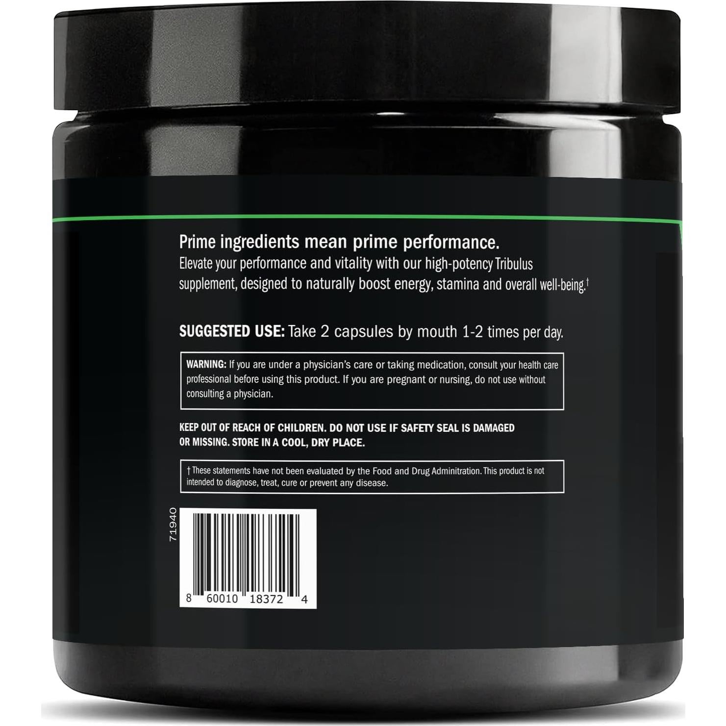 Suplemento Tribulus Terrestris Prime Labs 1300mg 120 Cápsulas