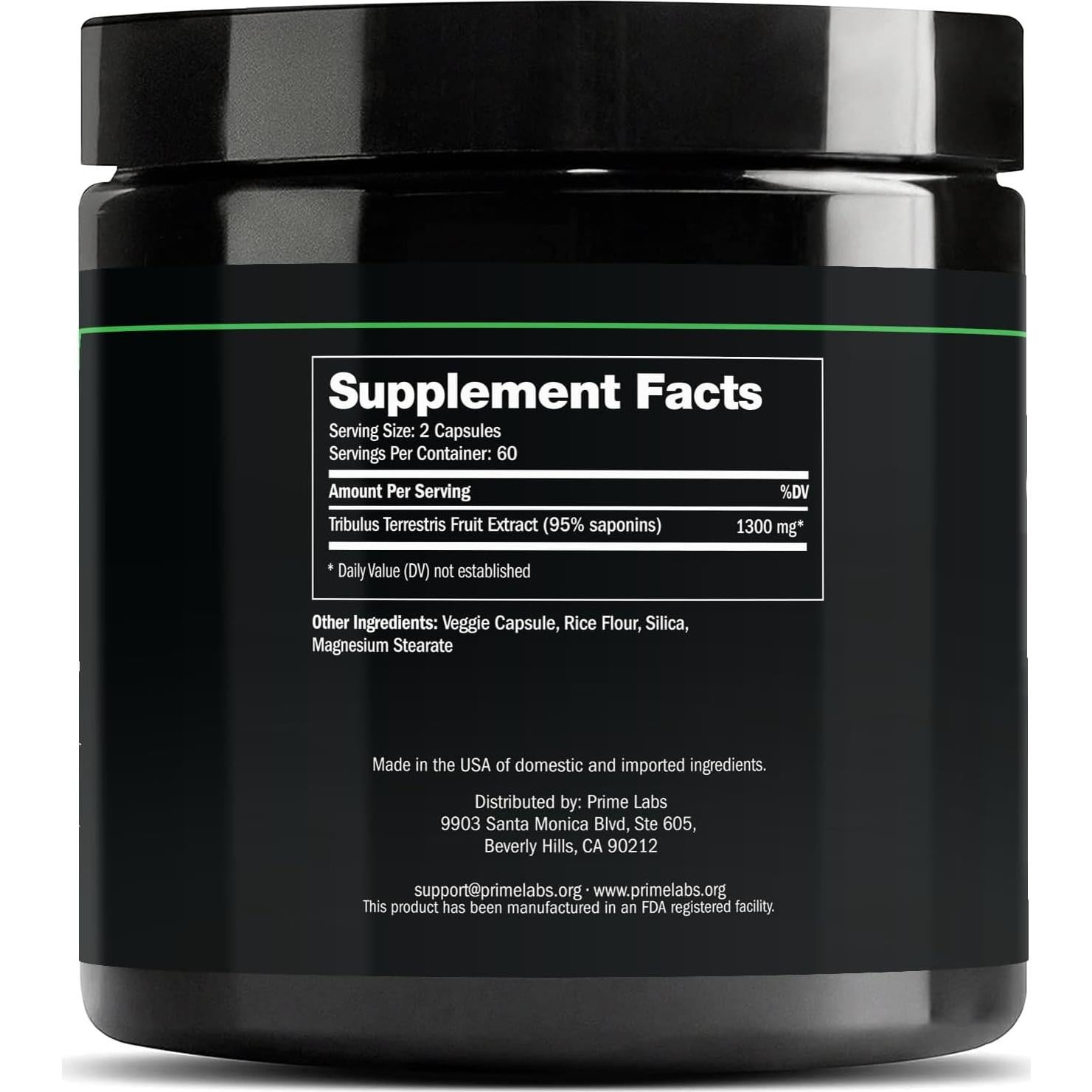 Suplemento Tribulus Terrestris Prime Labs 1300mg 120 Cápsulas