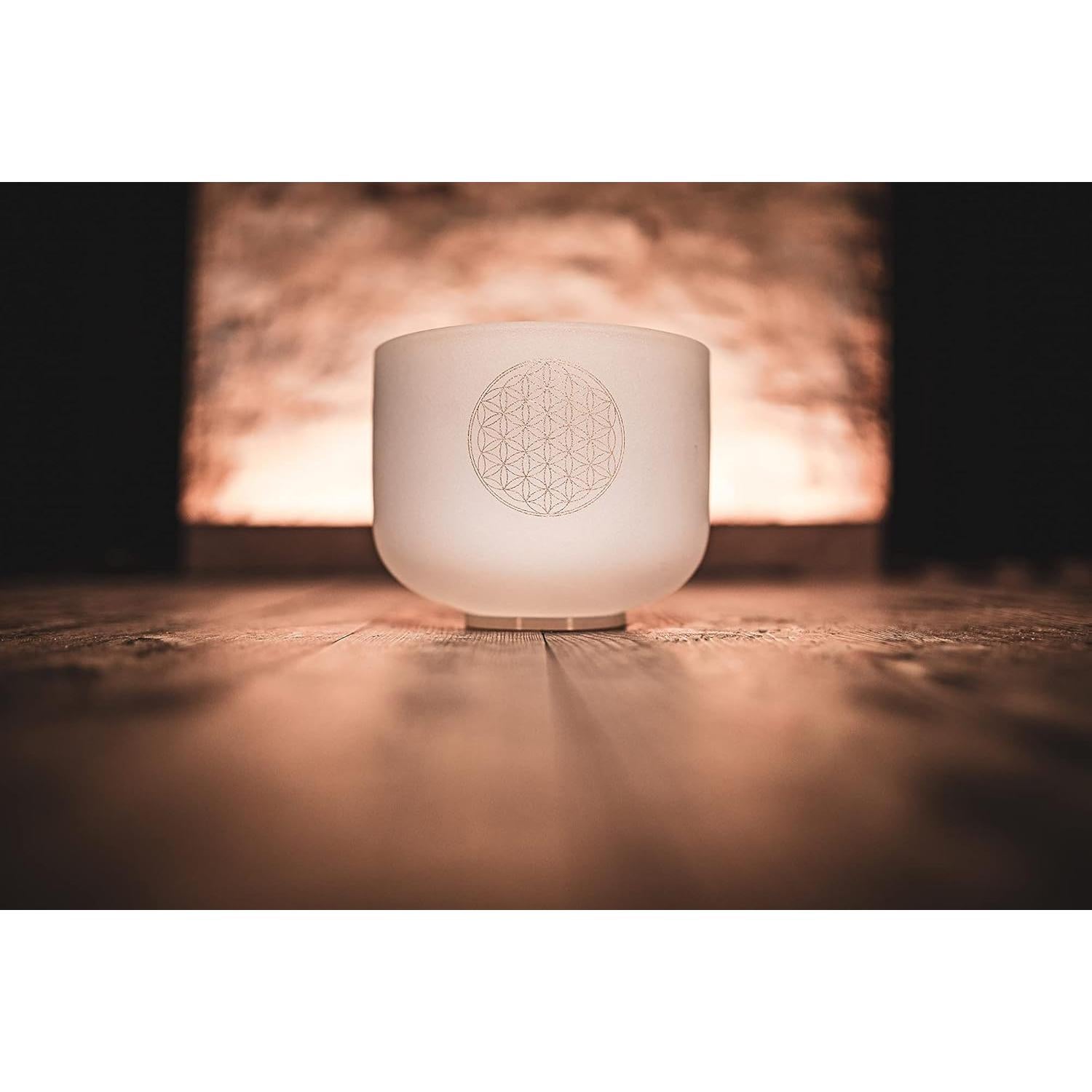 Cuenco de Canto de Cristal Meinl 20.32 cm 432 Hz Flor de la Vida