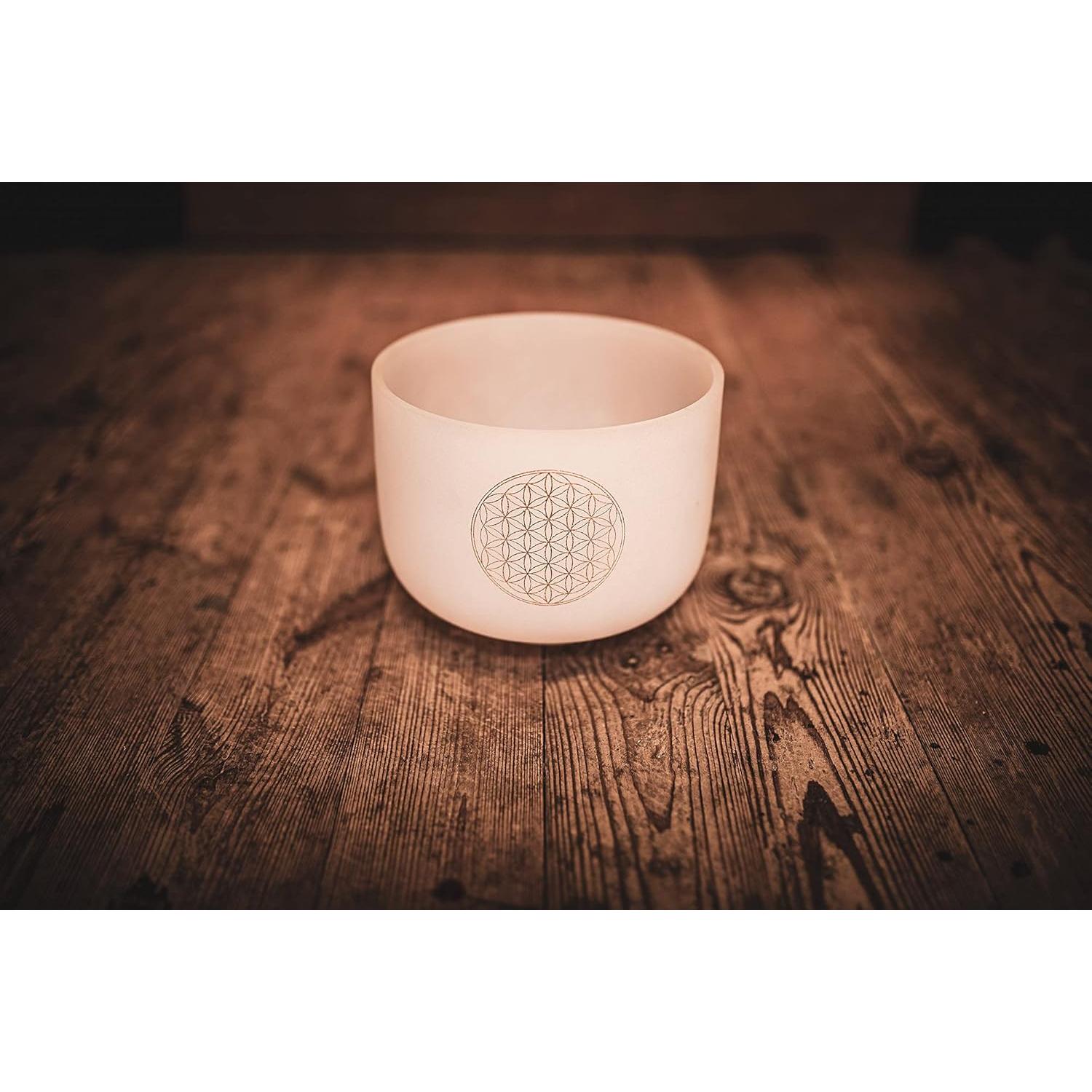 Cuenco de Canto de Cristal Meinl 20.32 cm 432 Hz Flor de la Vida