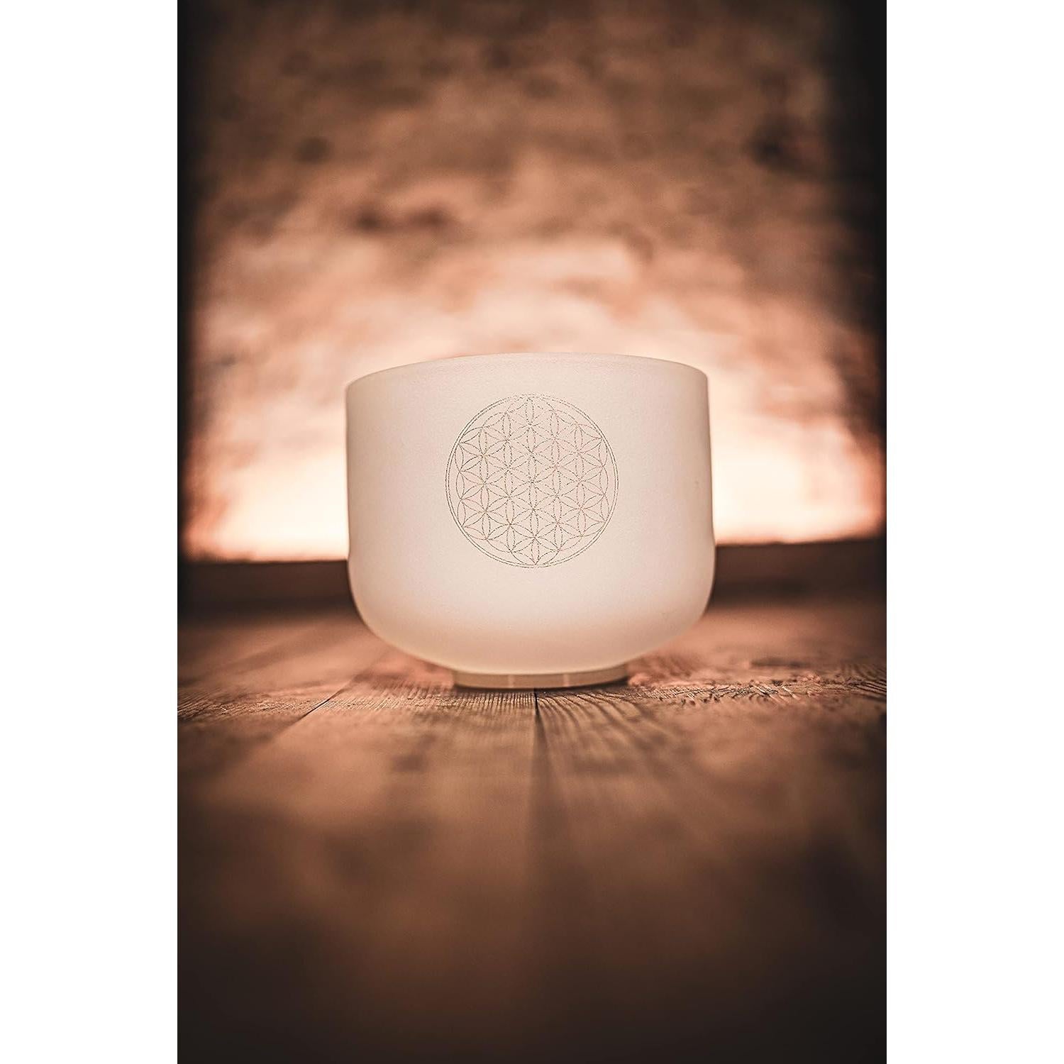 Cuenco de Canto de Cristal Meinl 20.32 cm 432 Hz Flor de la Vida