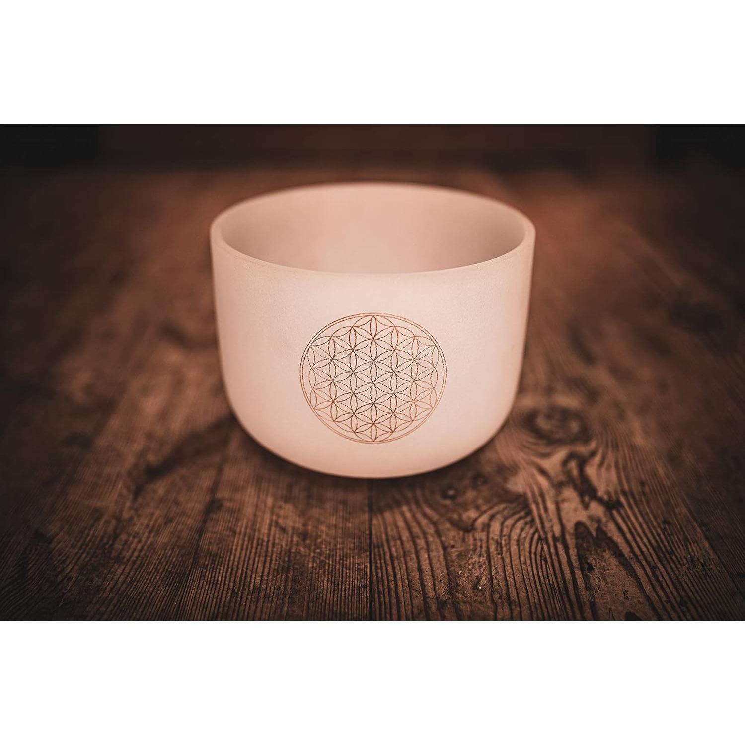 Cuenco de Canto de Cristal Meinl 20.32 cm 432 Hz Flor de la Vida