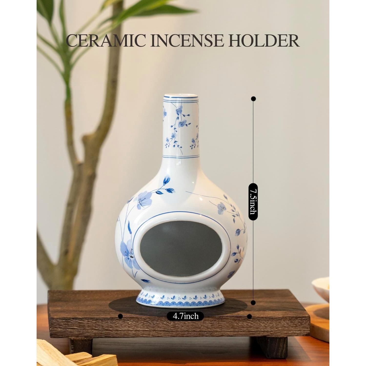 Soporte de Incienso Cerámica RGBDOT Chimenea Azul y Blanca