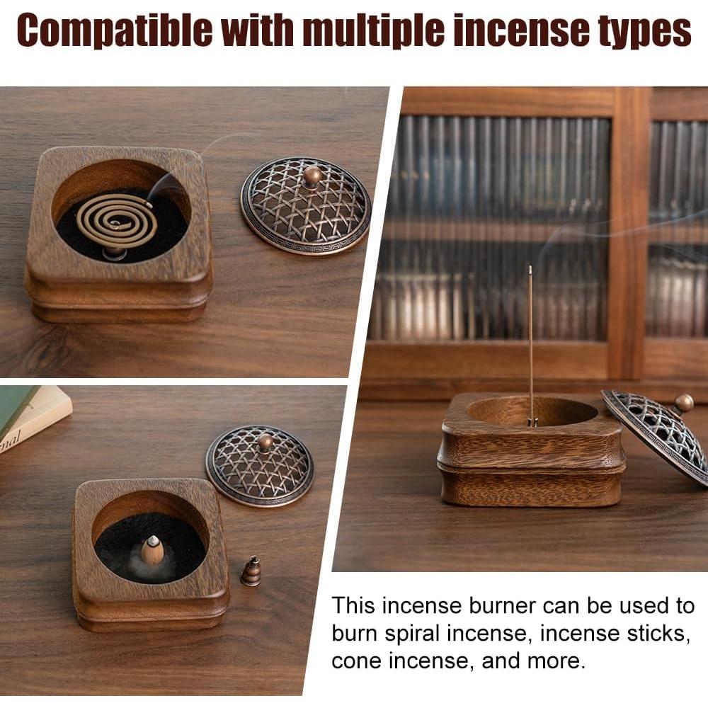 Soporte para Incienso de Madera de Nogal MIGAKU HOME 10x10 cm