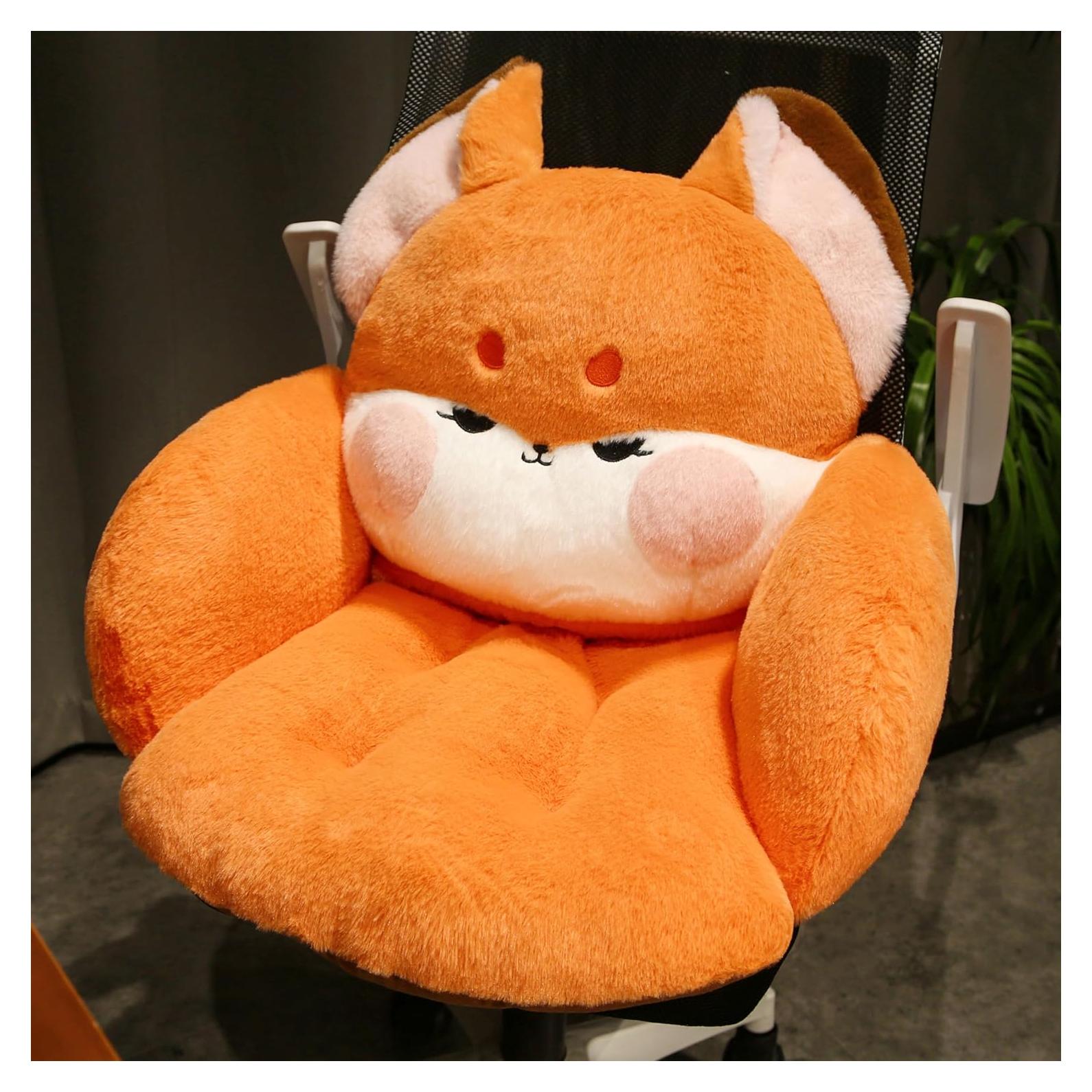 Cojín de Silla QYA Zorro Naranja 50x45 cm Suave y Kawaii