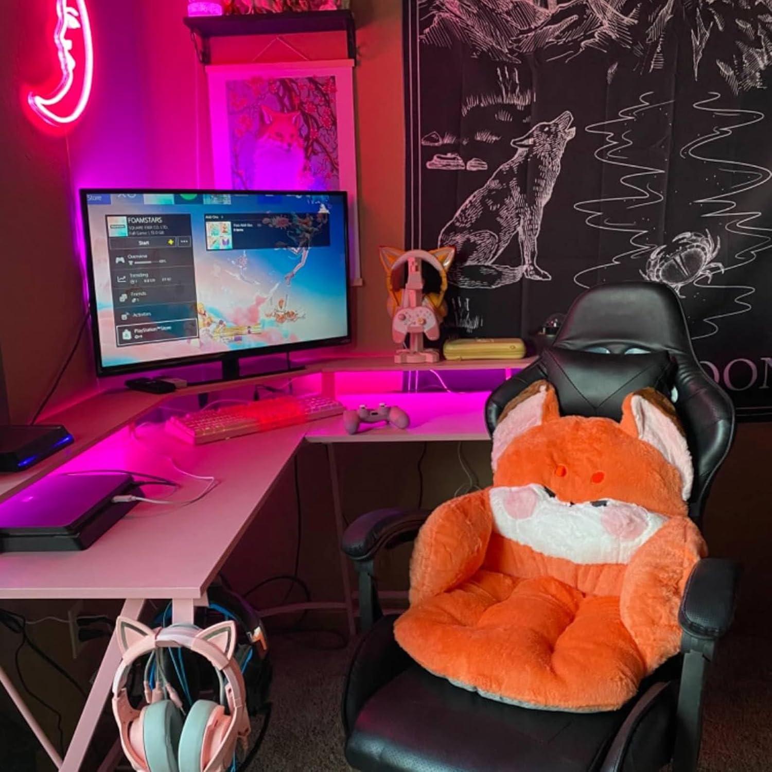 Cojín de Silla QYA Zorro Naranja 50x45 cm Suave y Kawaii