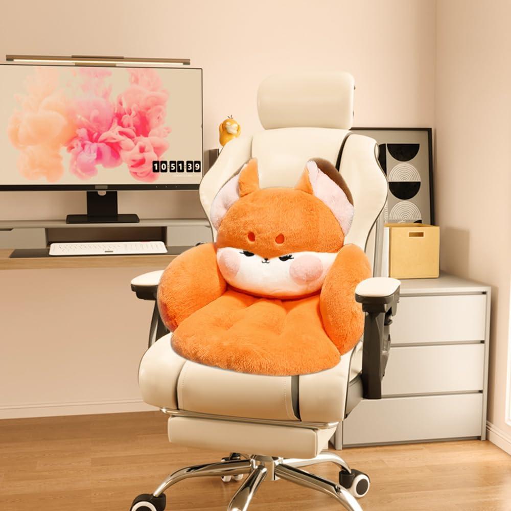 Cojín de Silla QYA Zorro Naranja 50x45 cm Suave y Kawaii