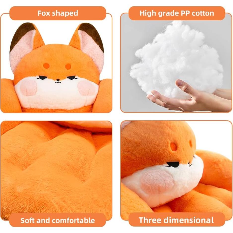 Cojín de Silla QYA Zorro Naranja 50x45 cm Suave y Kawaii