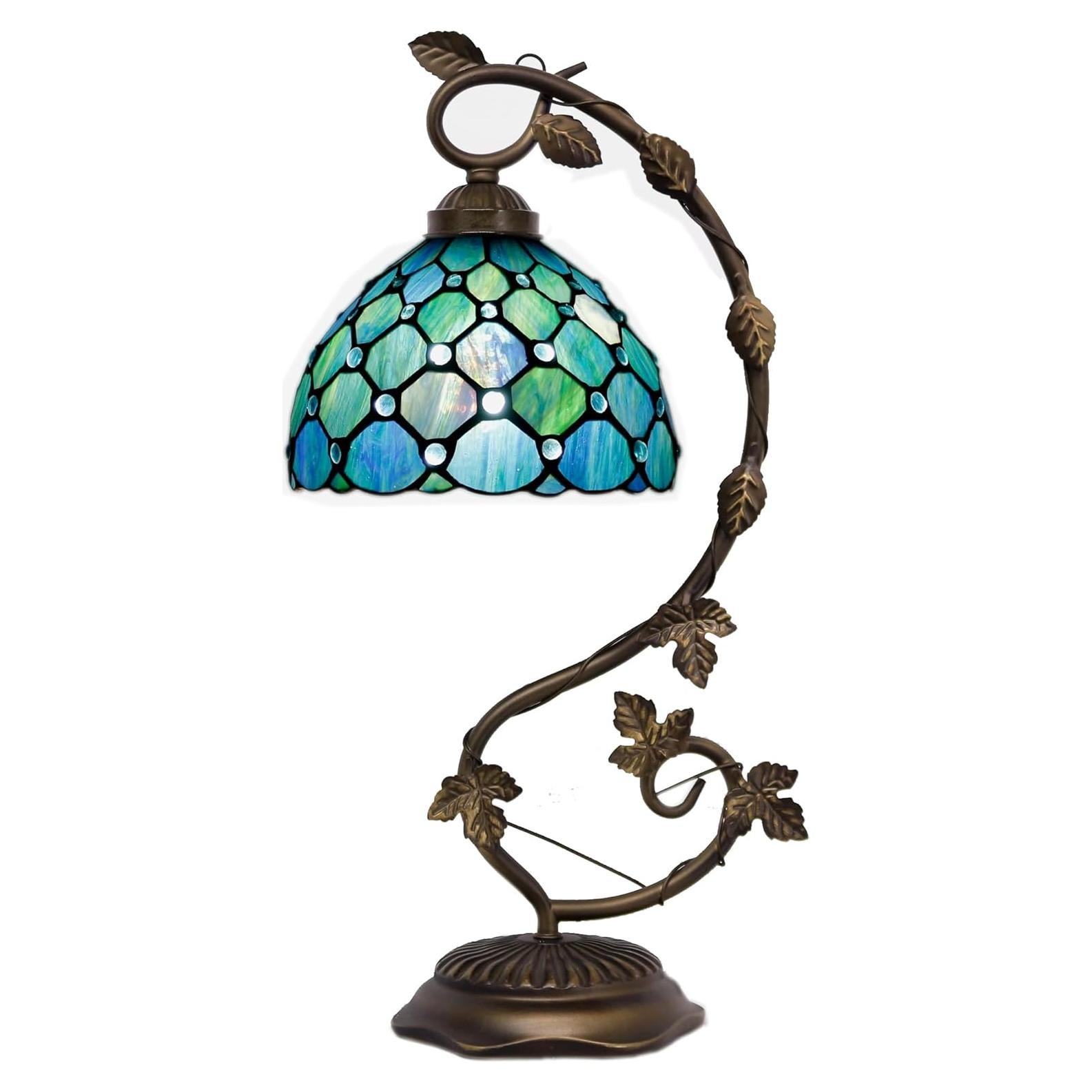 Lámpara de Mesa ZJART Vidrio Templado 20x25x53cm Perla Azul Mar