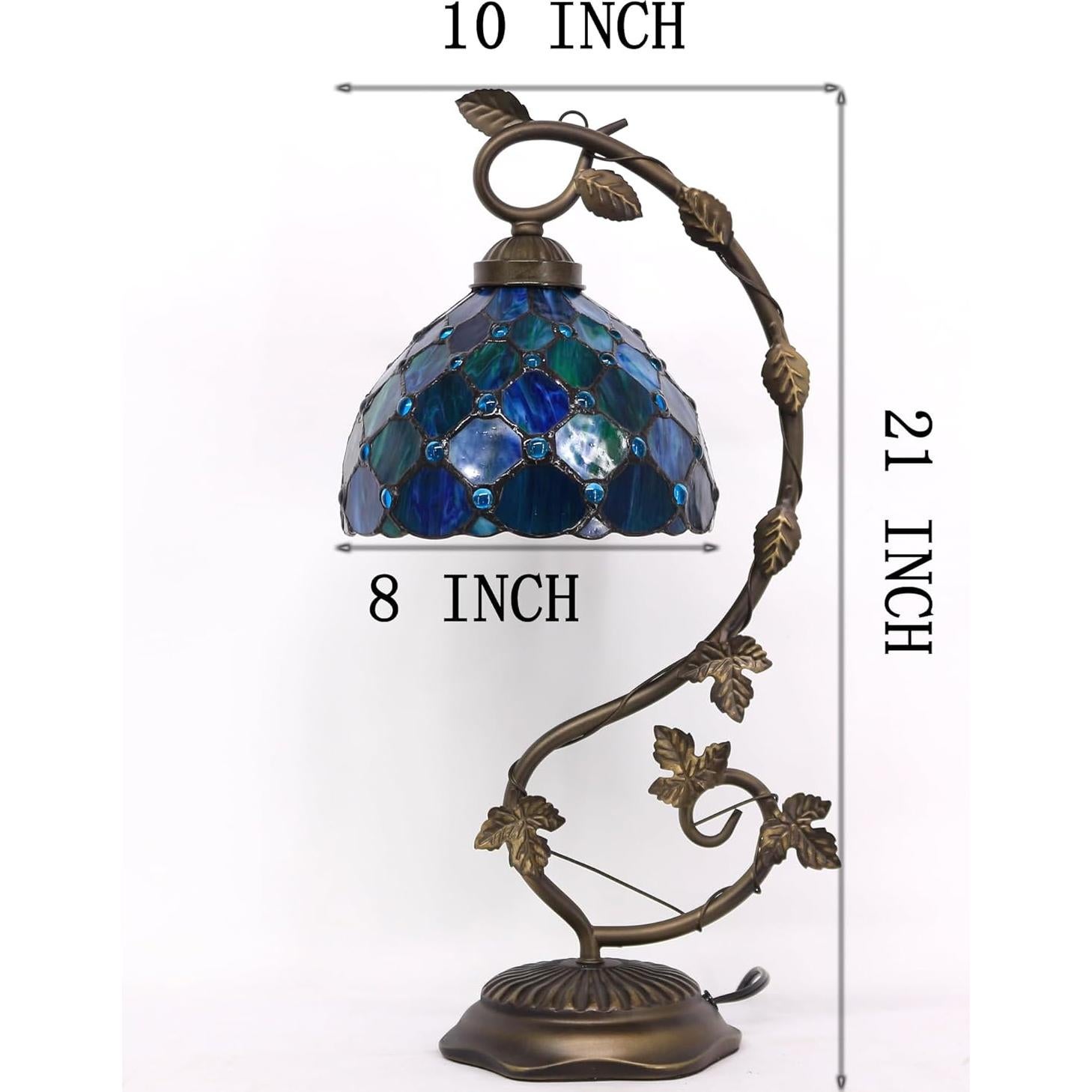 Lámpara de Mesa ZJART Vidrio Templado 20x25x53cm Perla Azul Mar