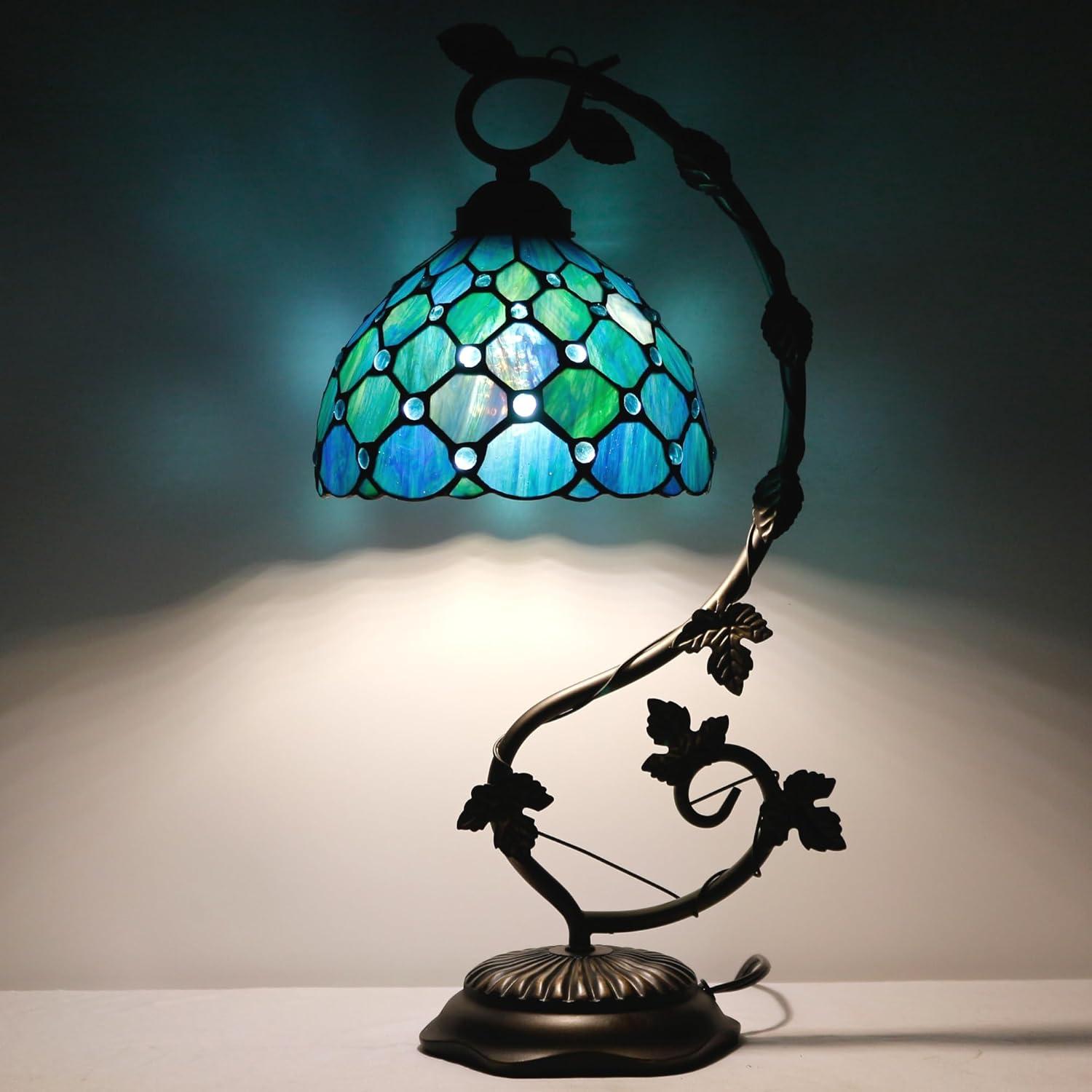 Lámpara de Mesa ZJART Vidrio Templado 20x25x53cm Perla Azul Mar