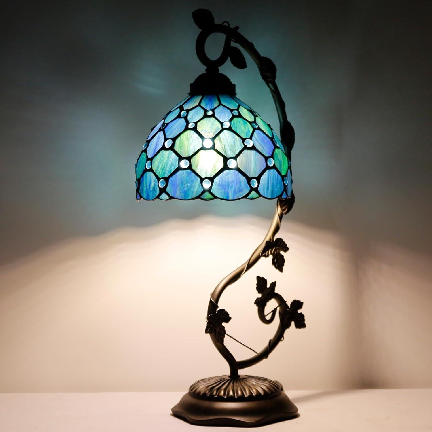 Lámpara de Mesa ZJART Vidrio Templado 20x25x53cm Perla Azul Mar