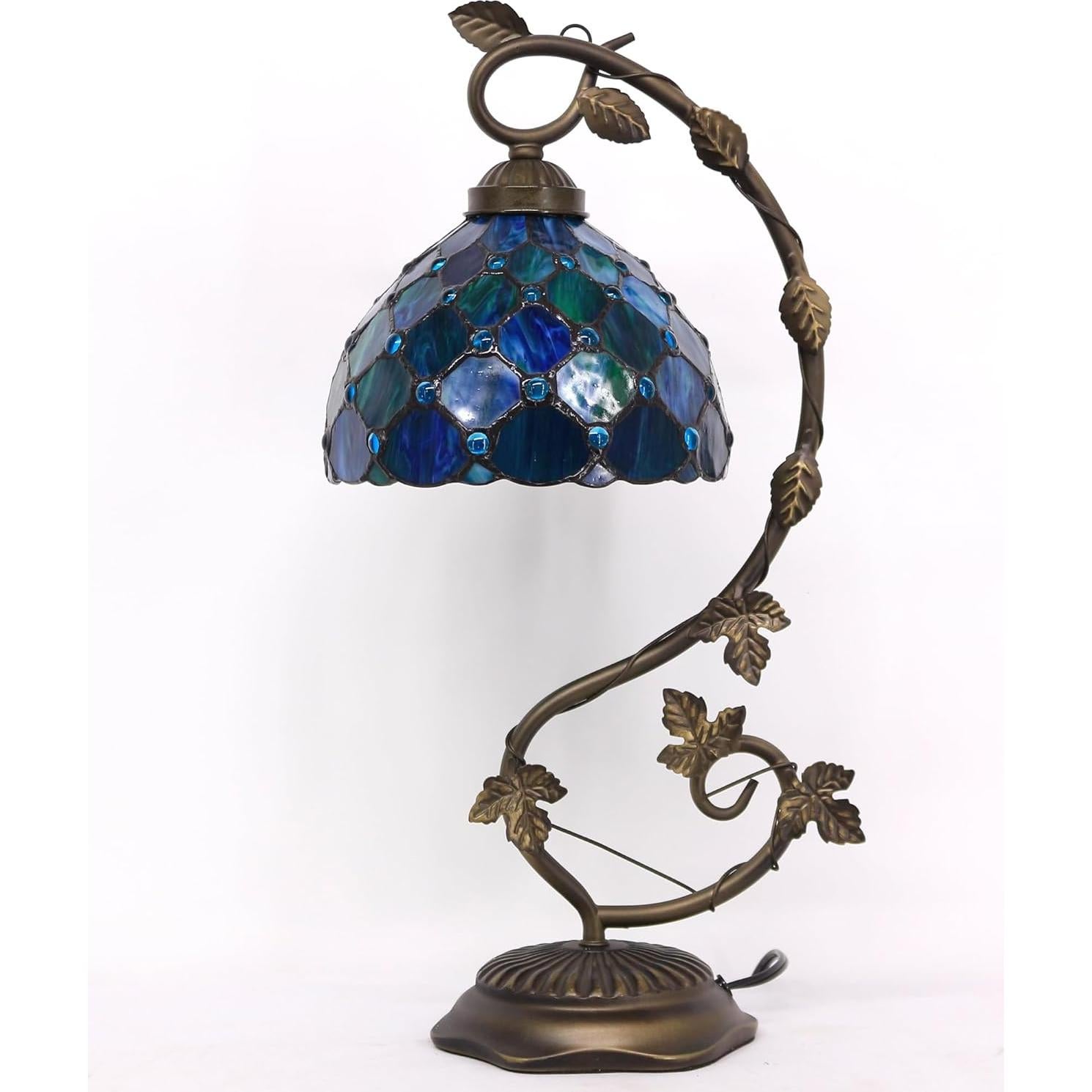 Lámpara de Mesa ZJART Vidrio Templado 20x25x53cm Perla Azul Mar