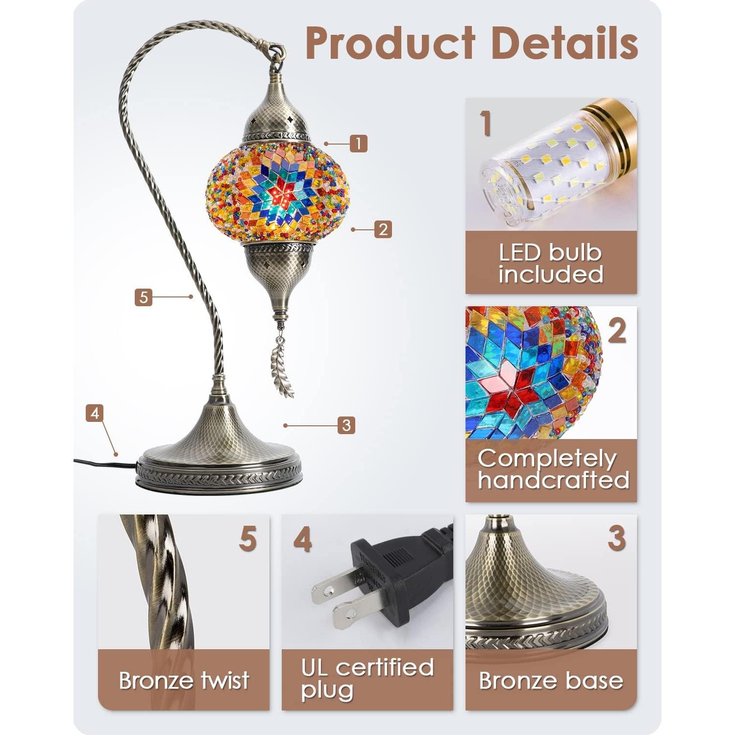 Lámpara de Mesa Yarra-Decor Turca de Mosaico 38cm LED