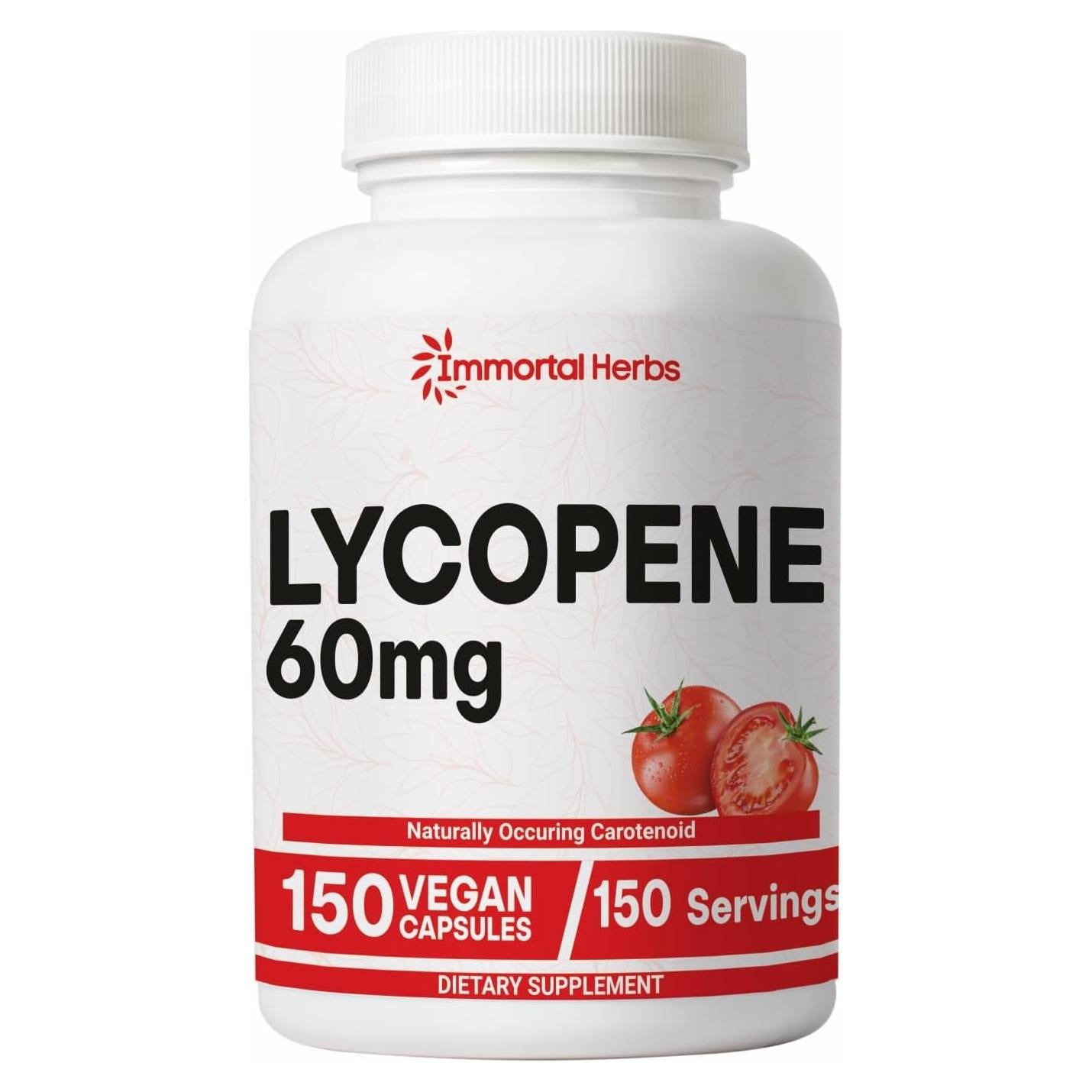 Suplemento de Licopeno Immortal Herbs 60mg 150 Cápsulas Veganas