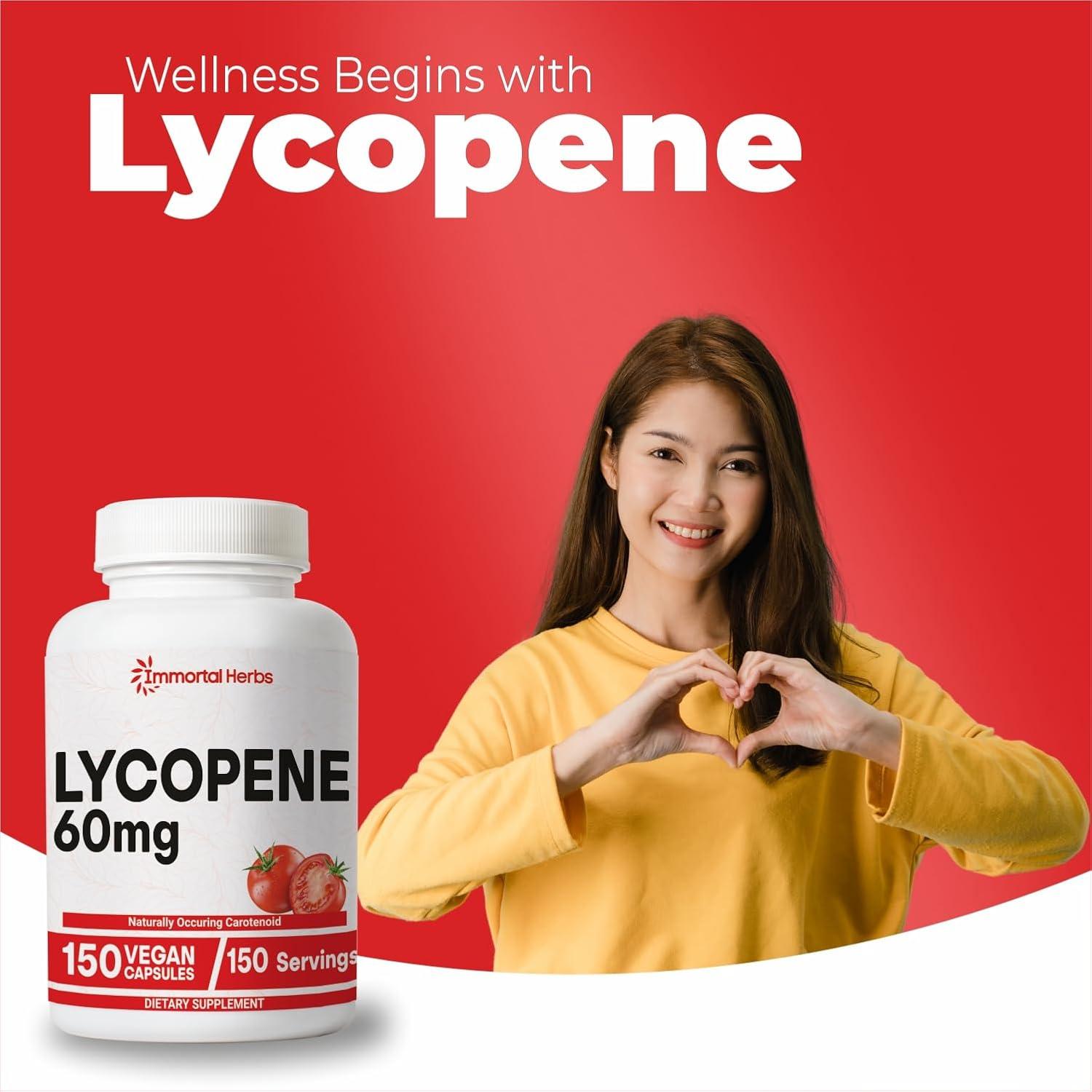 Suplemento de Licopeno Immortal Herbs 60mg 150 Cápsulas Veganas