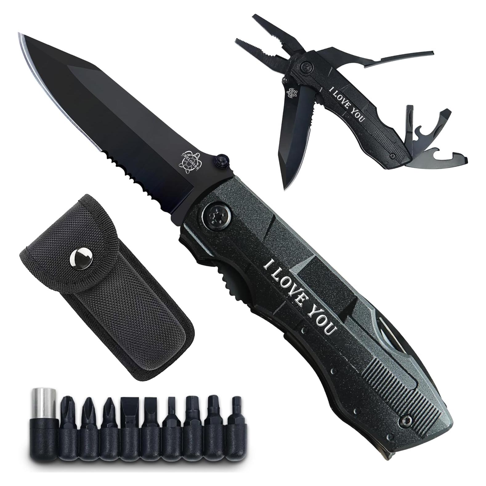 Cuchillo de Bolsillo Multifuncional CHELONIAN 6 en 1 Negro